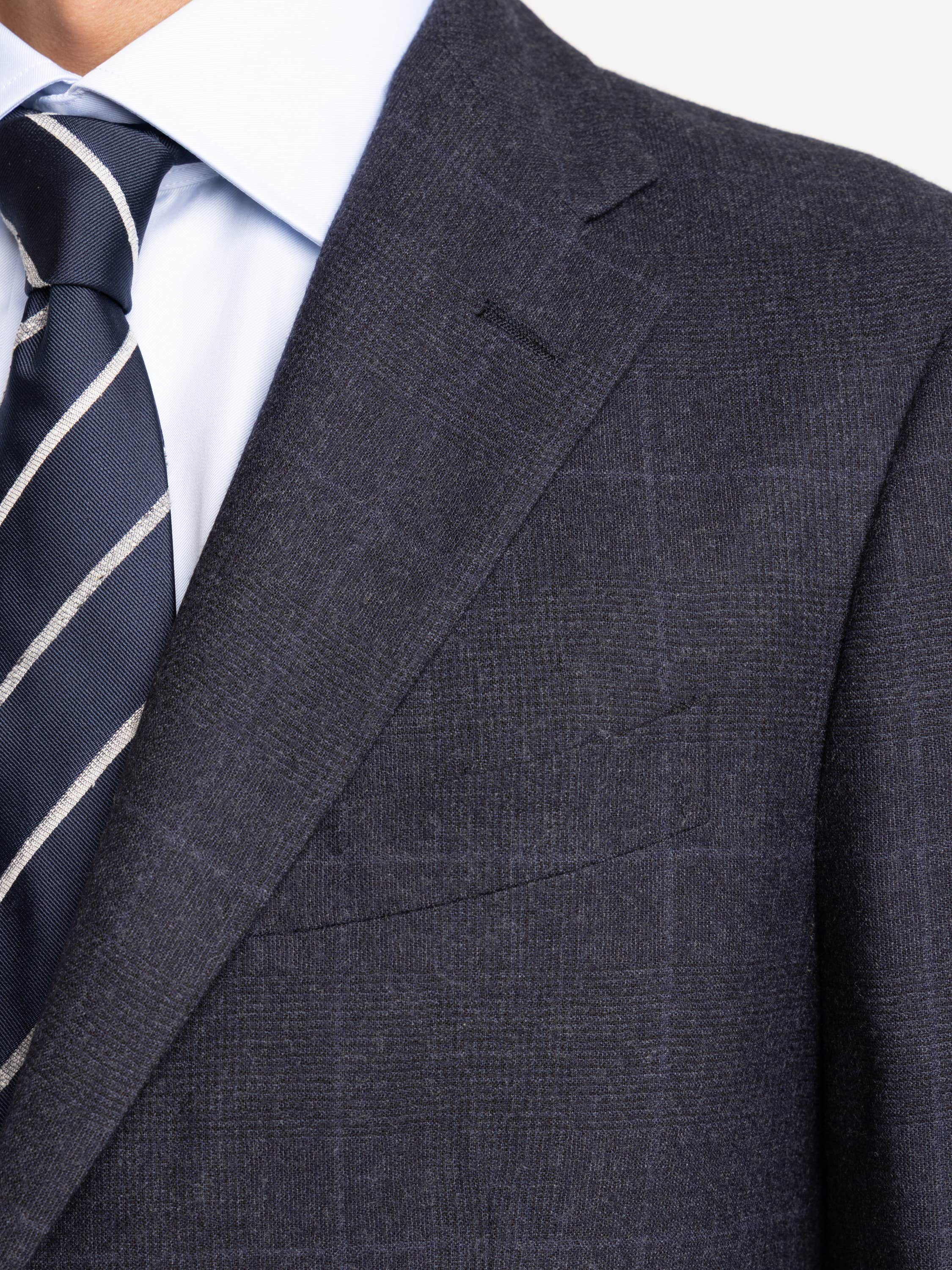 Navy Graph Check Deconstructed Flannel Wool Suit