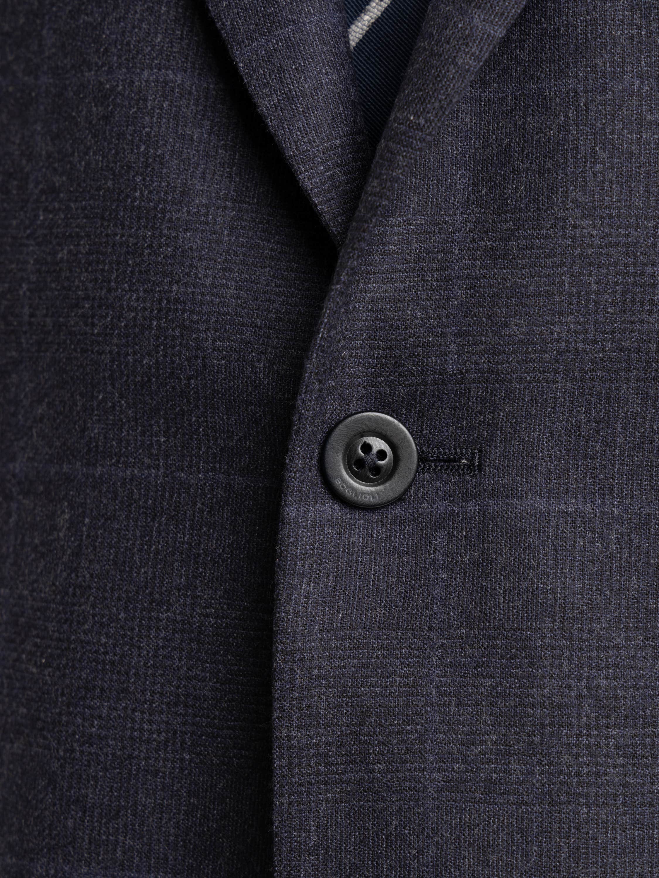 Navy Graph Check Deconstructed Flannel Wool Suit