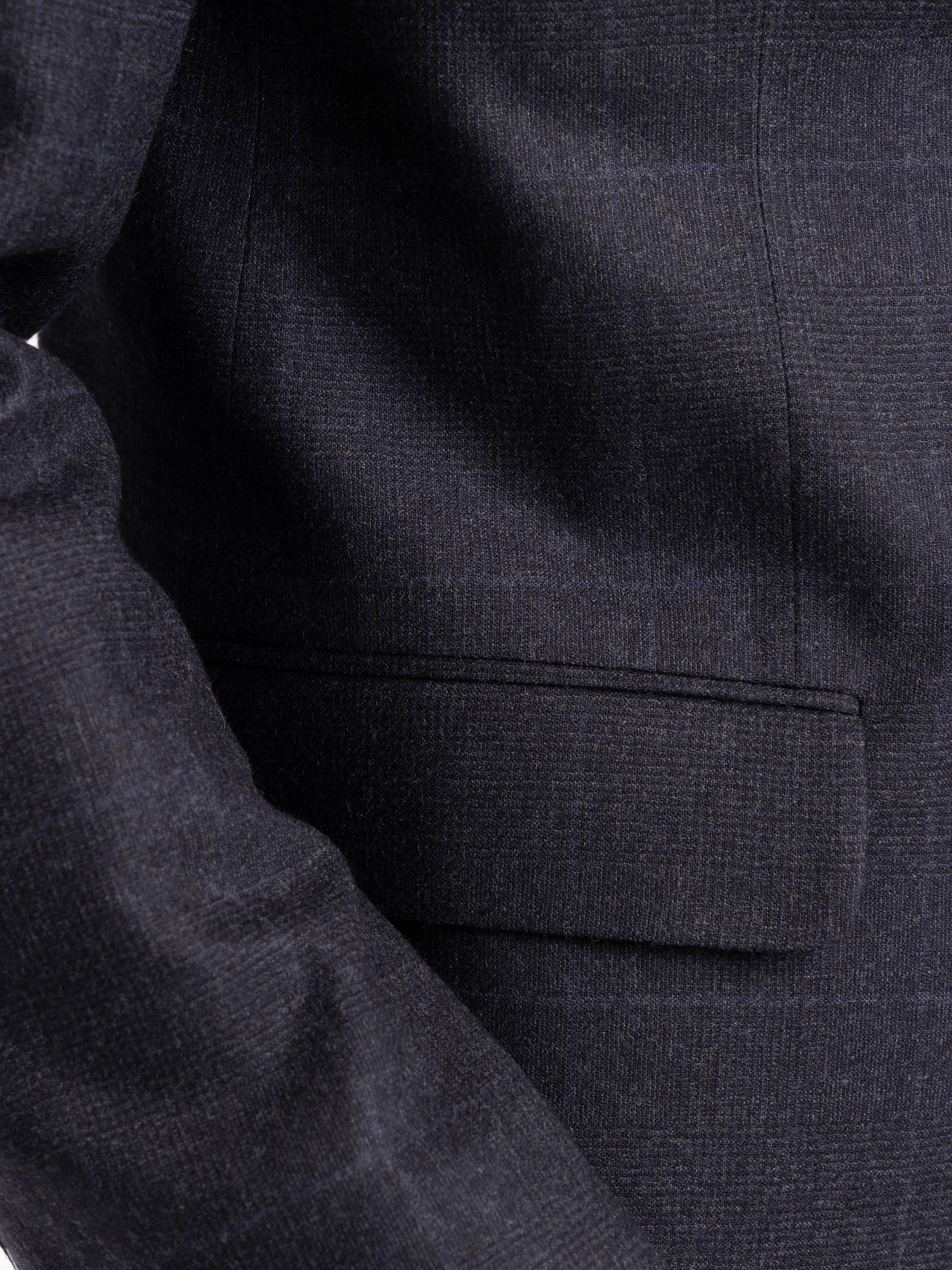 Navy Graph Check Deconstructed Flannel Wool Suit