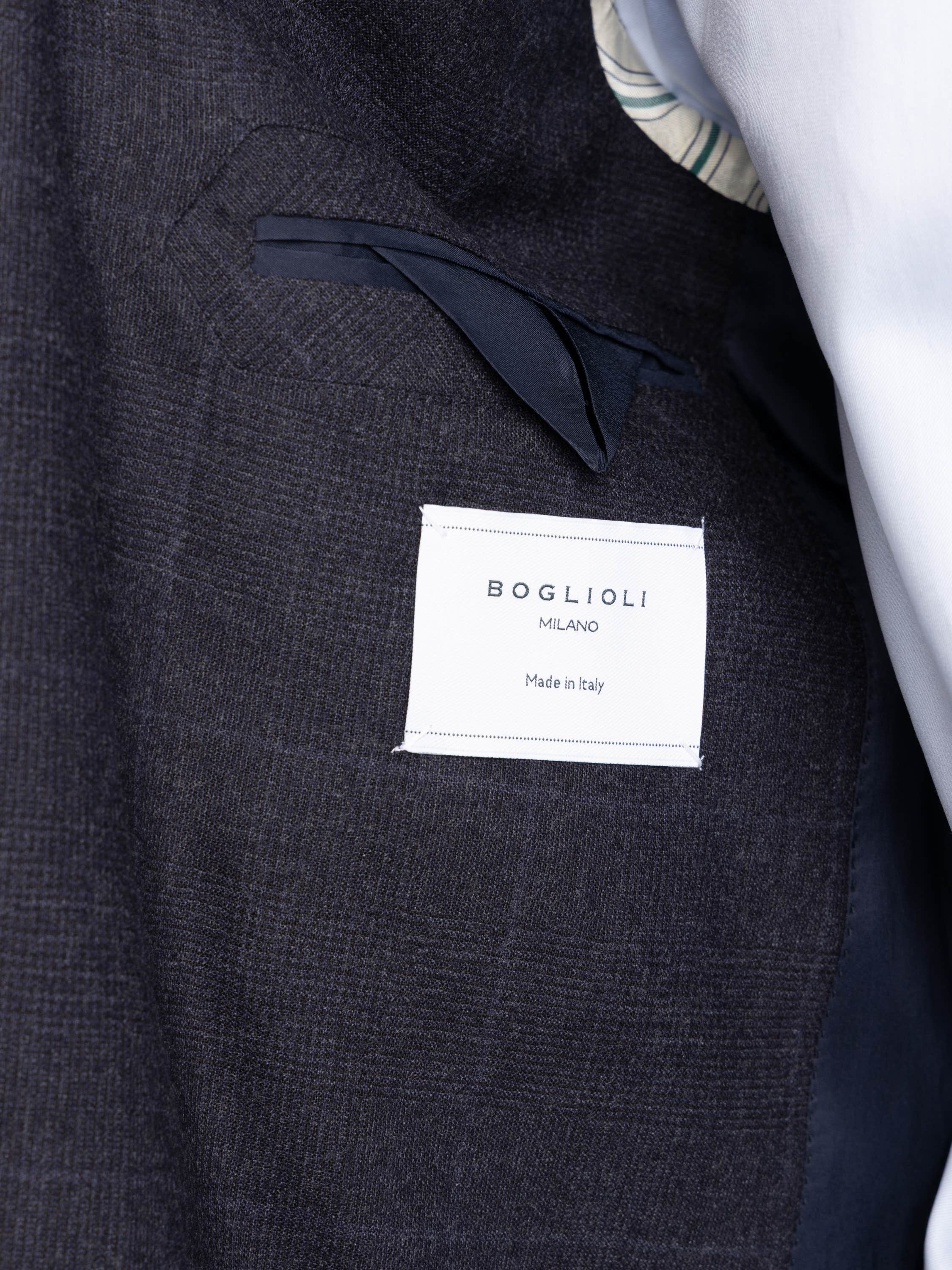 Navy Graph Check Deconstructed Flannel Wool Suit