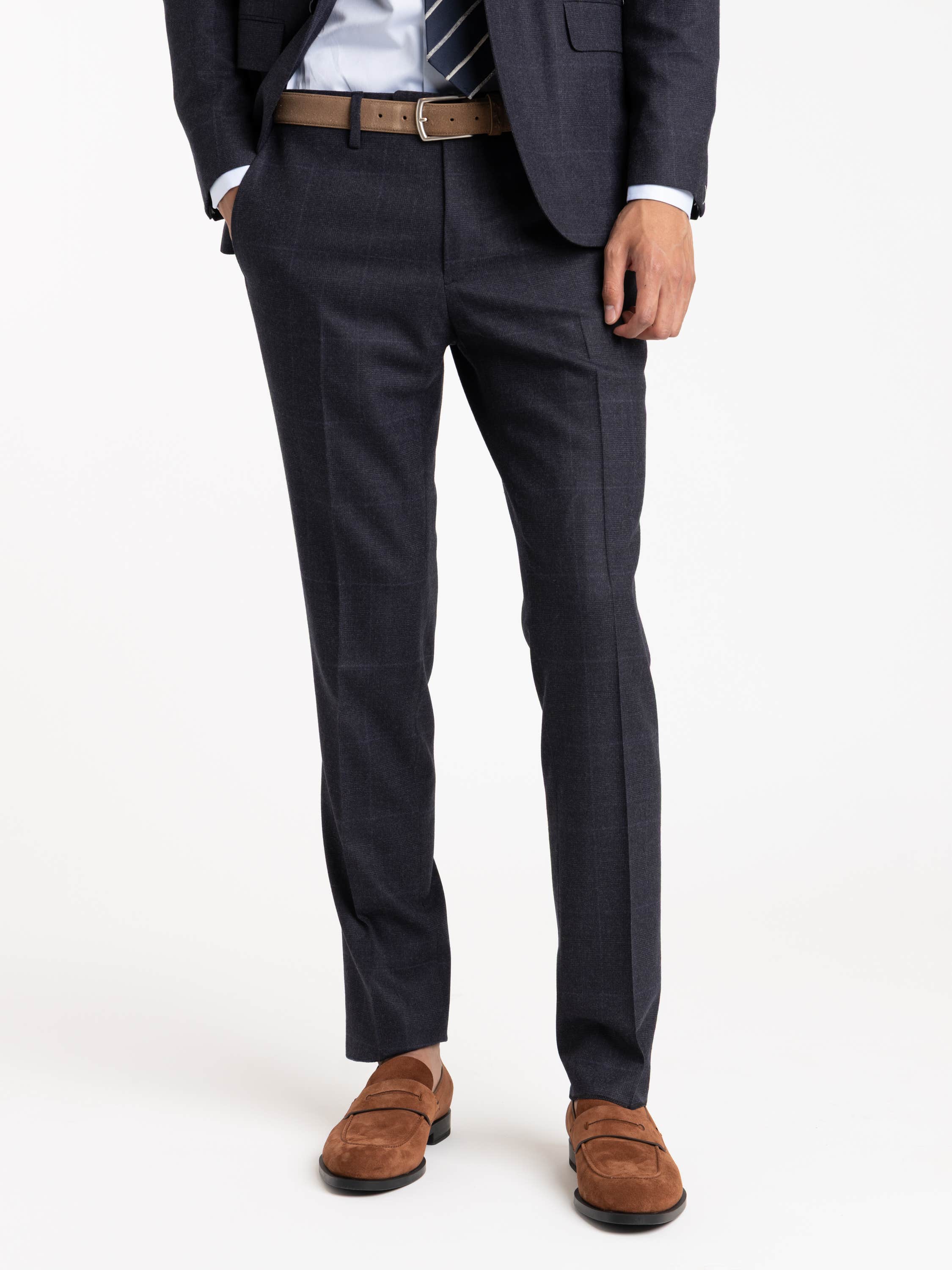 Navy Graph Check Deconstructed Flannel Wool Suit