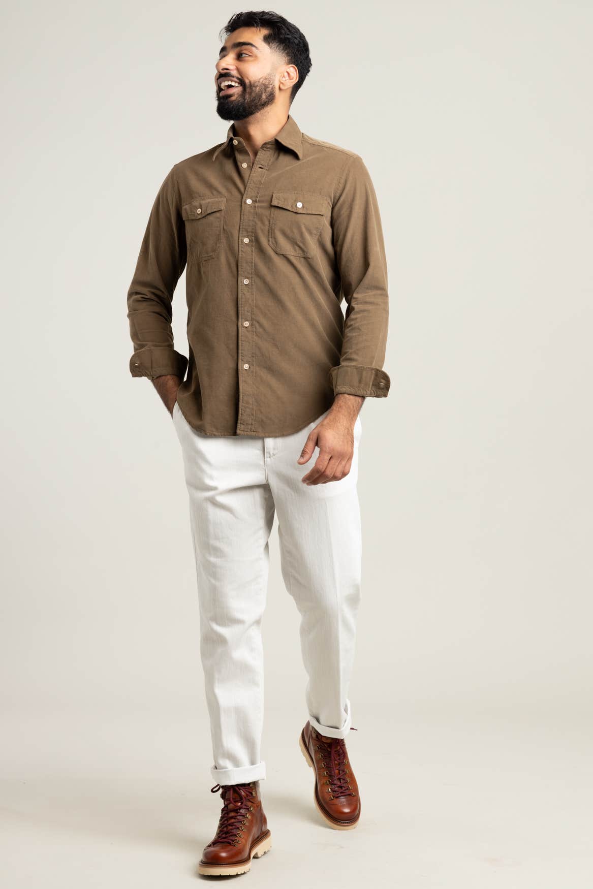 Brown Cotton Western Shirt