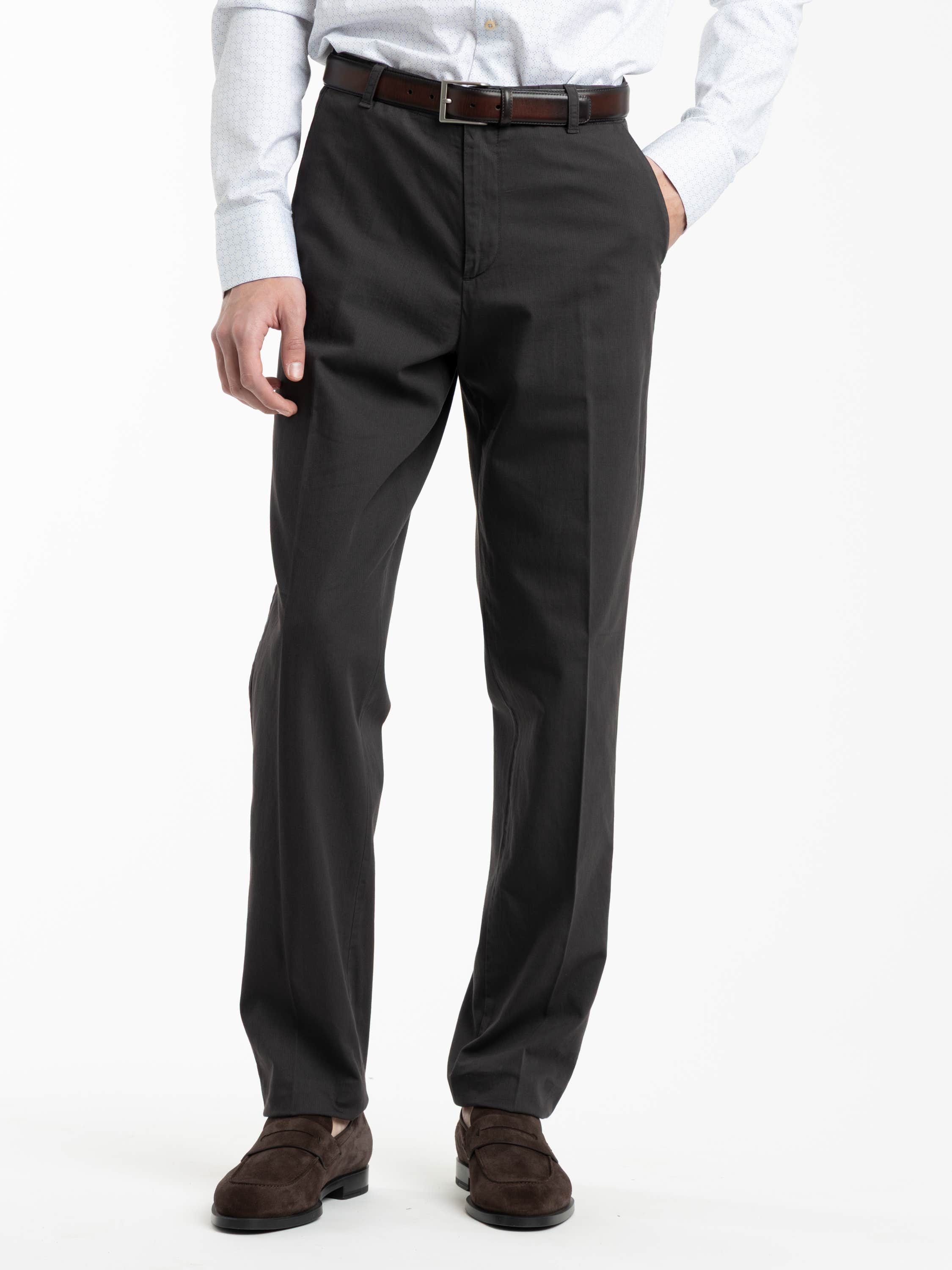 Brown Garment-Dyed Stretch Cotton Trousers