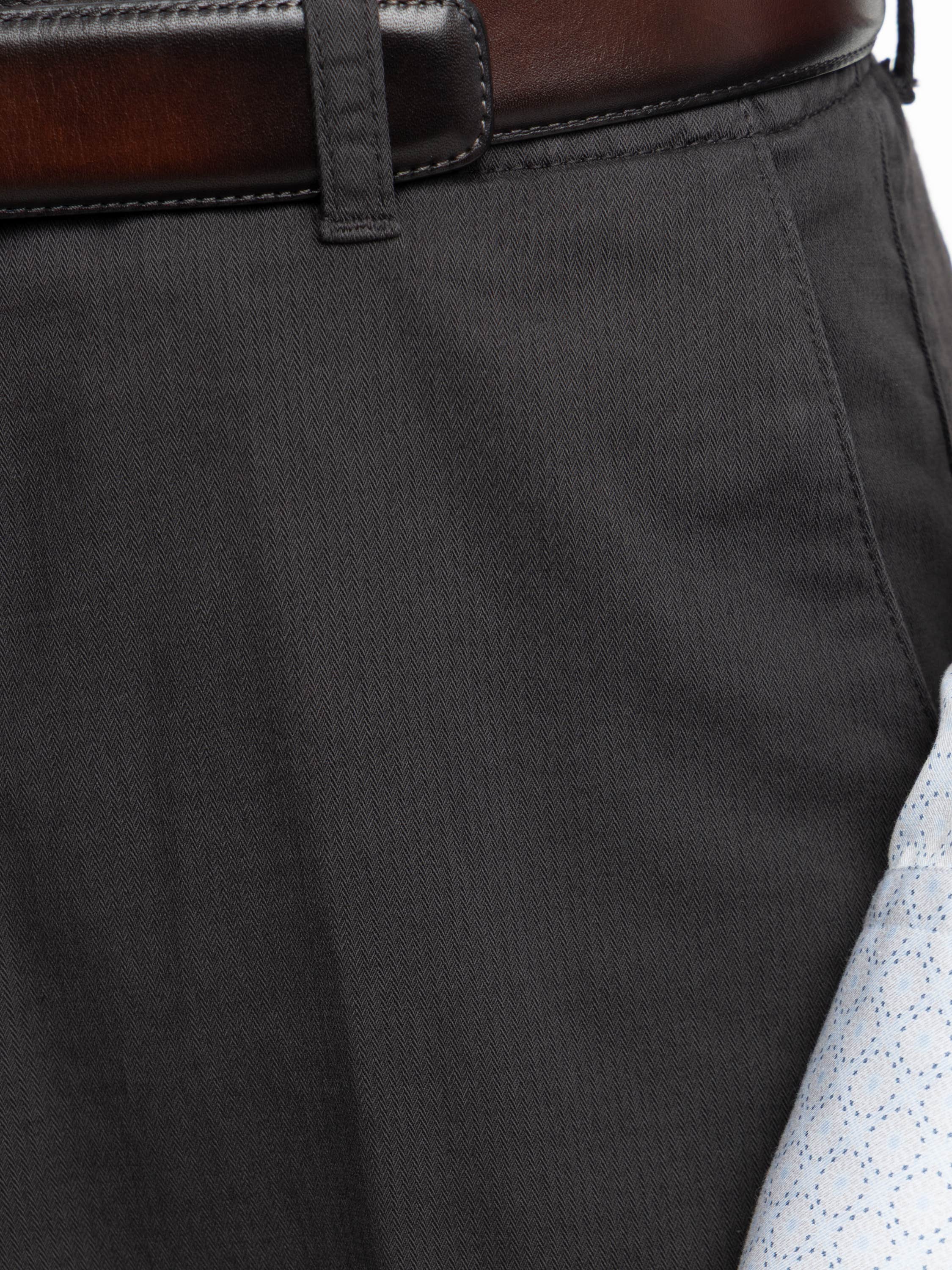 Brown Garment-Dyed Stretch Cotton Trousers