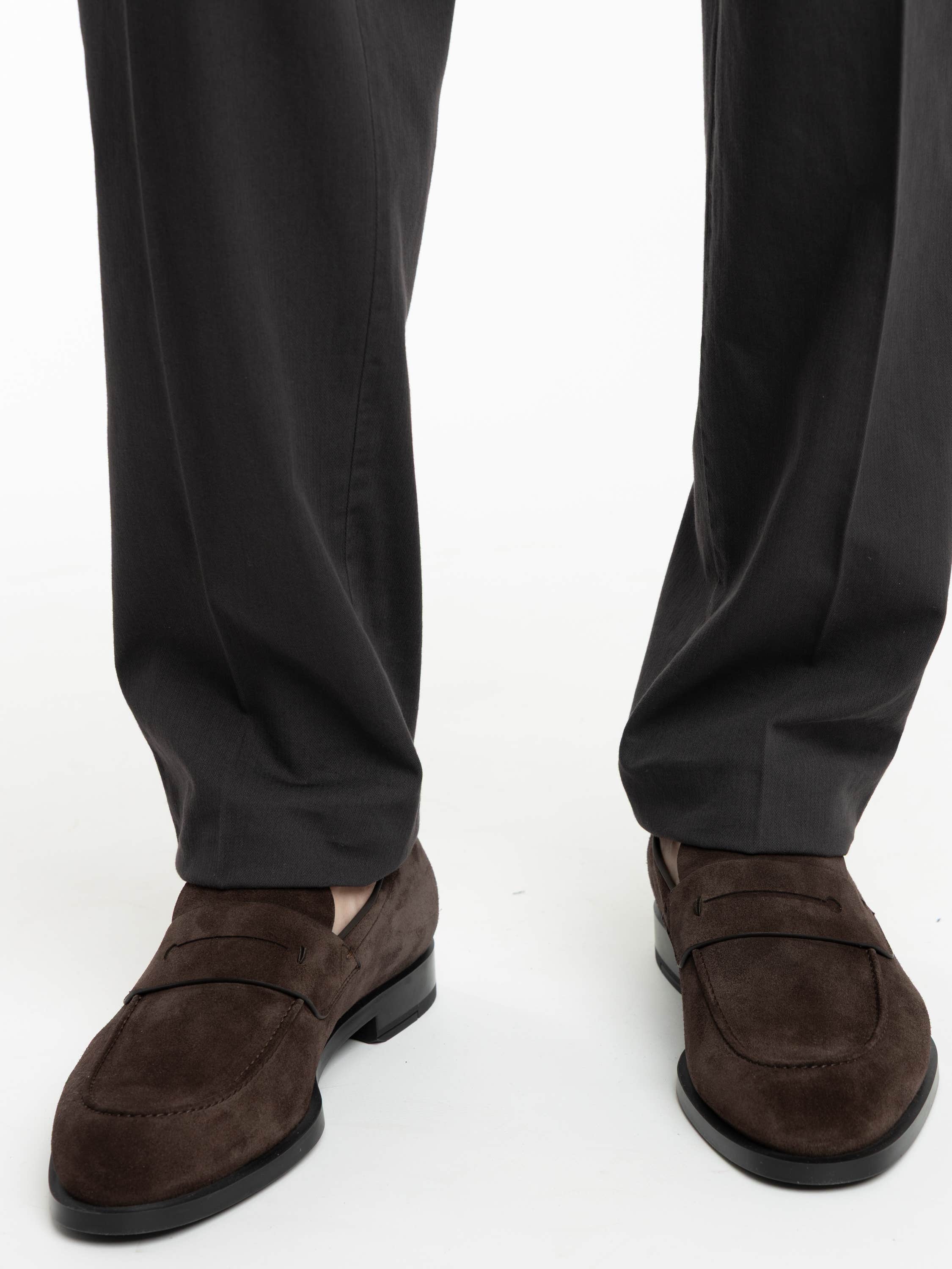 Brown Garment-Dyed Stretch Cotton Trousers