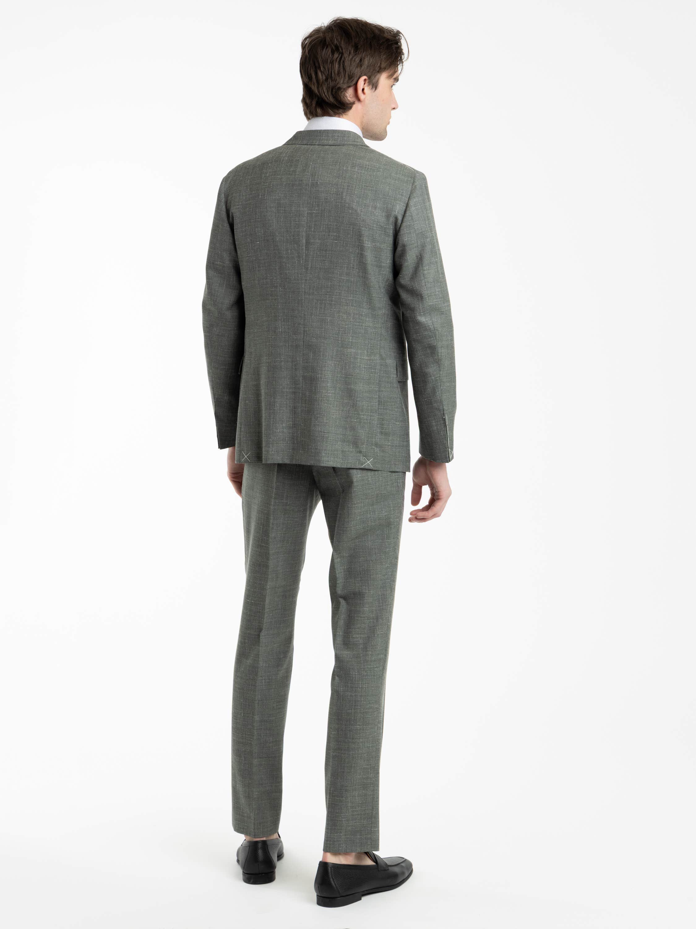 Green Cotton-Blend Twill Suit