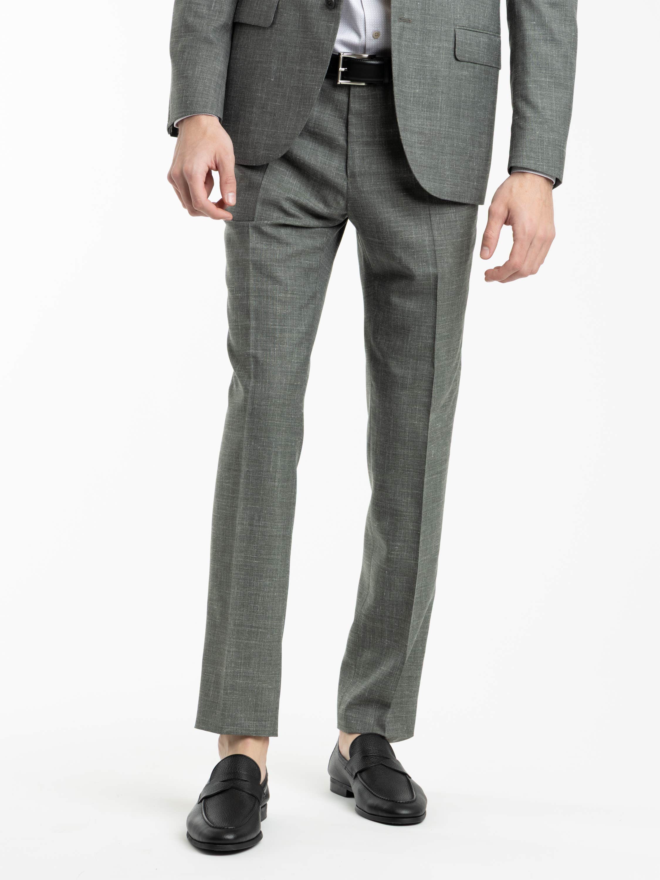 Green Cotton-Blend Twill Suit
