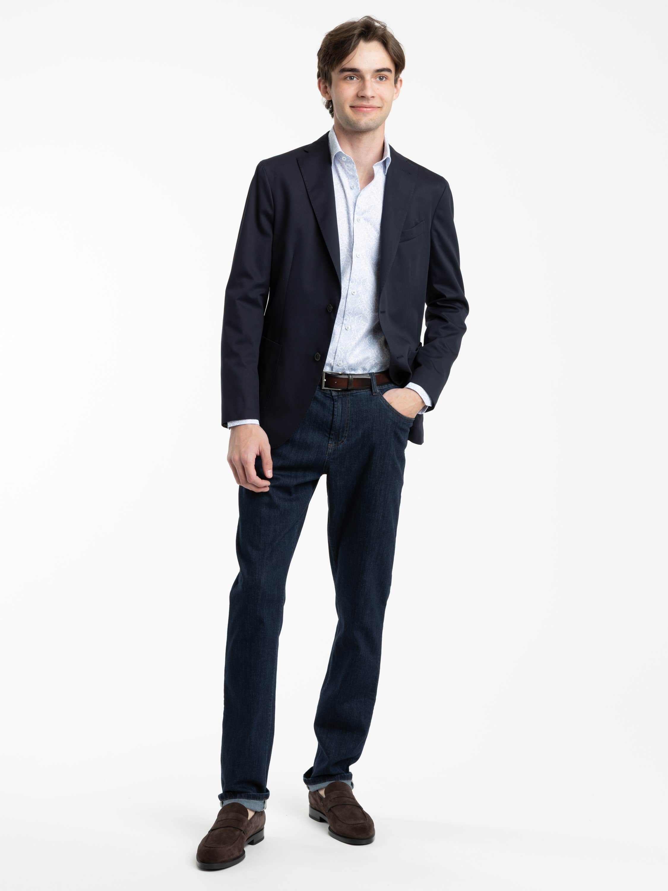 Navy K-Jacket Wool-Blend Suit Jacket