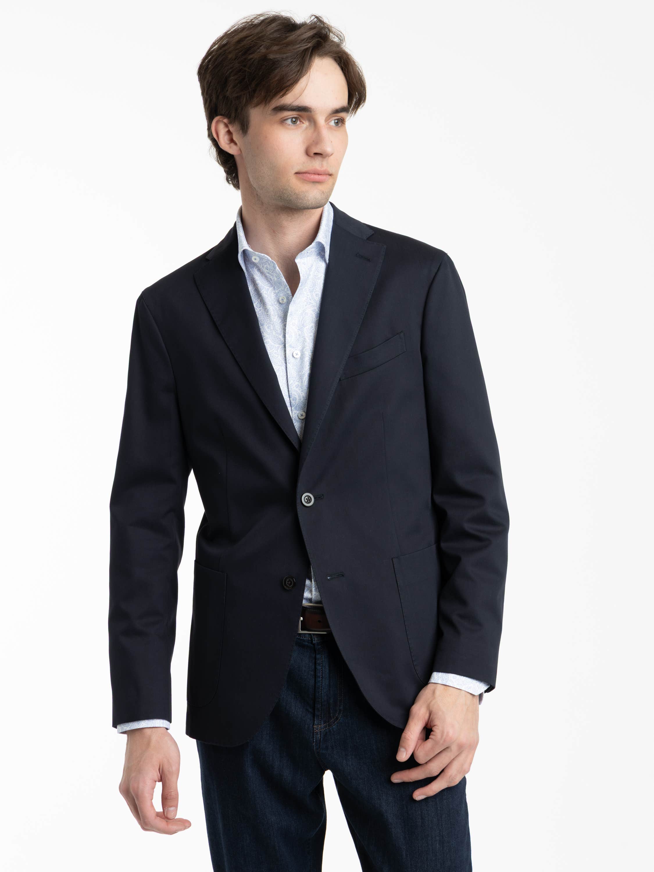 Navy K-Jacket Wool-Blend Suit Jacket