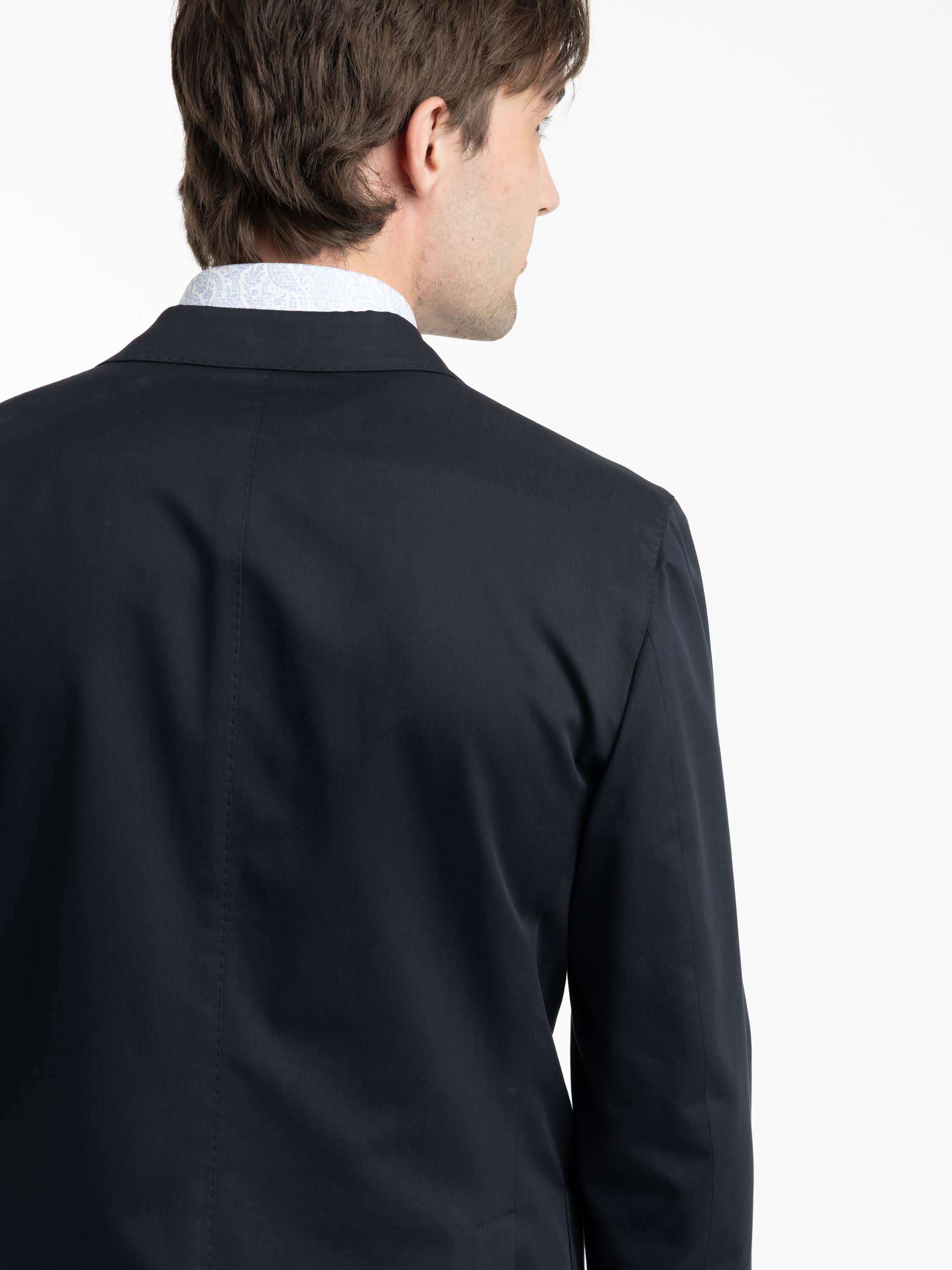 Navy K-Jacket Wool-Blend Suit Jacket