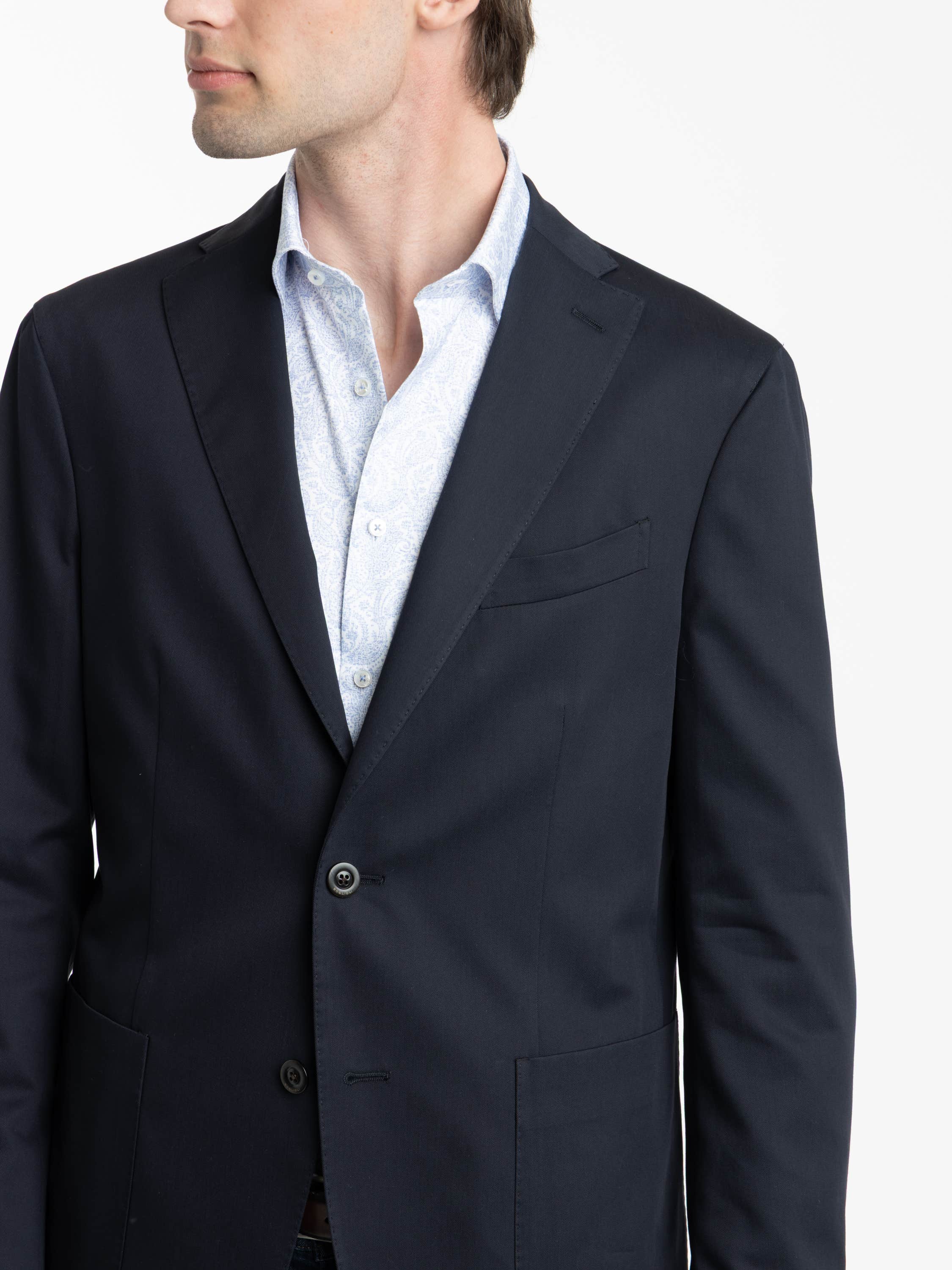 Navy K-Jacket Wool-Blend Suit Jacket