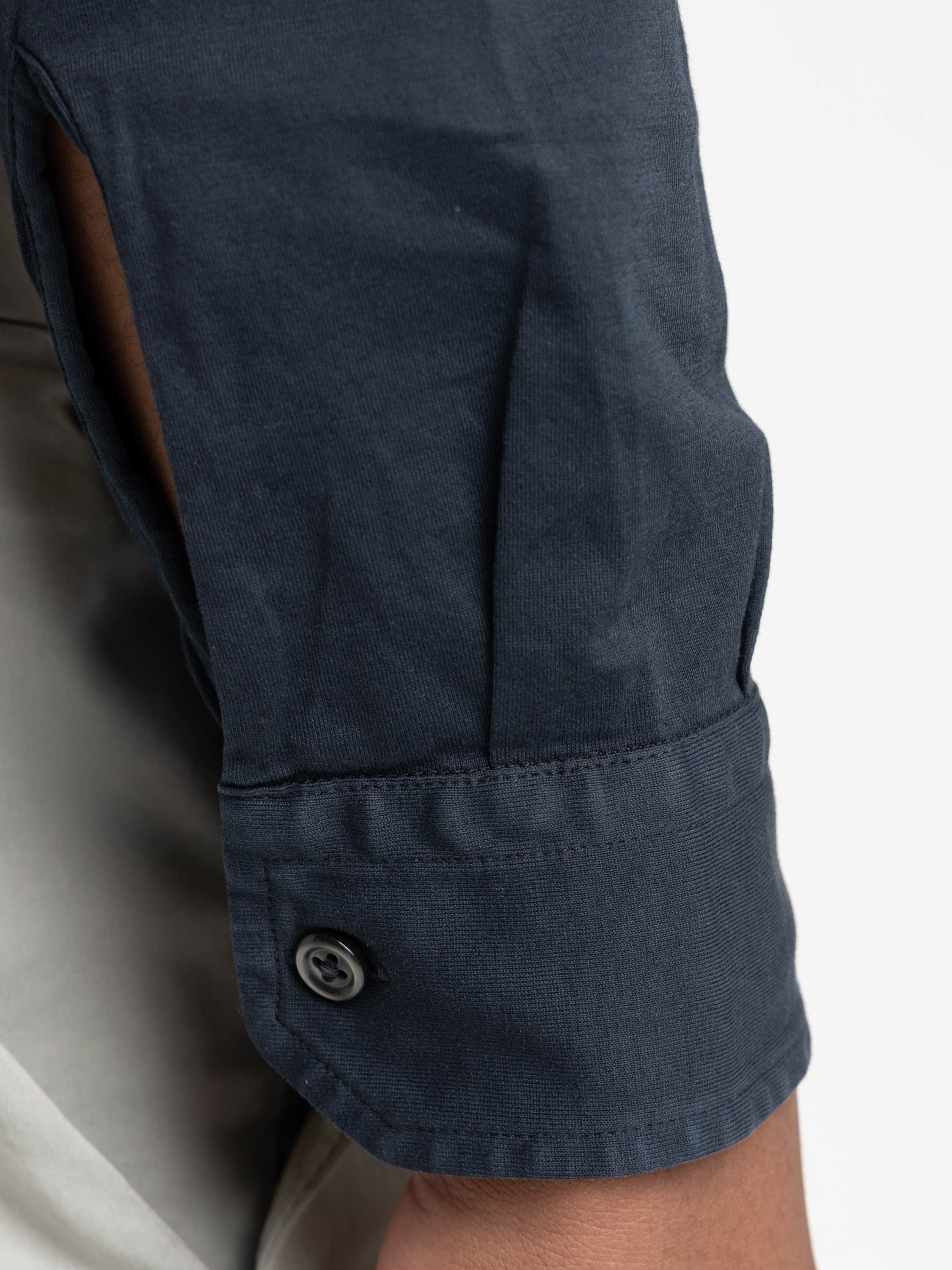 Navy Washed Cotton Jersey Shirt