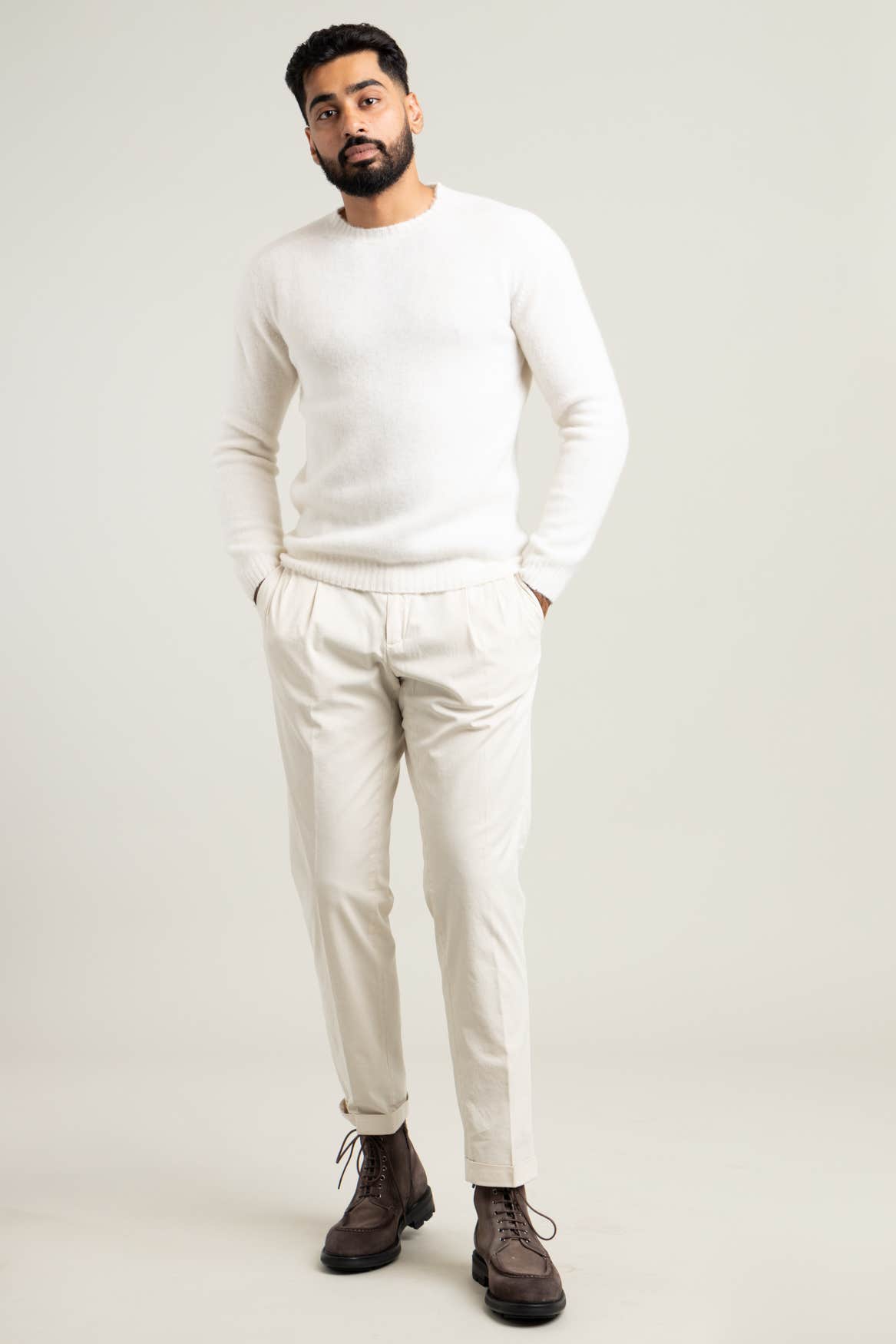 White Wool Crewneck Sweater