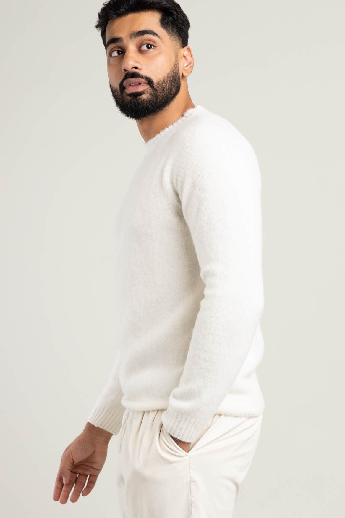 White Wool Crewneck Sweater