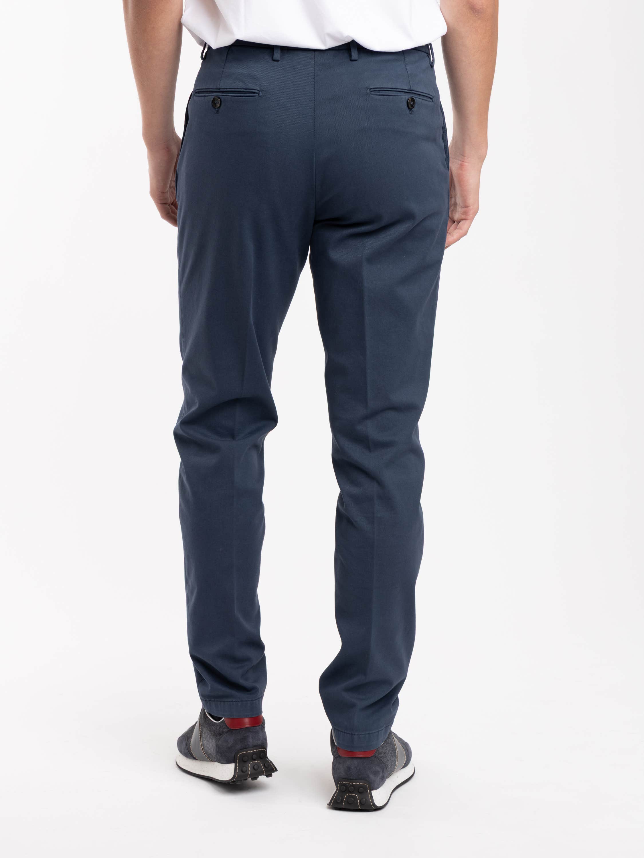 Blue Cotton-Modal Twill Pant