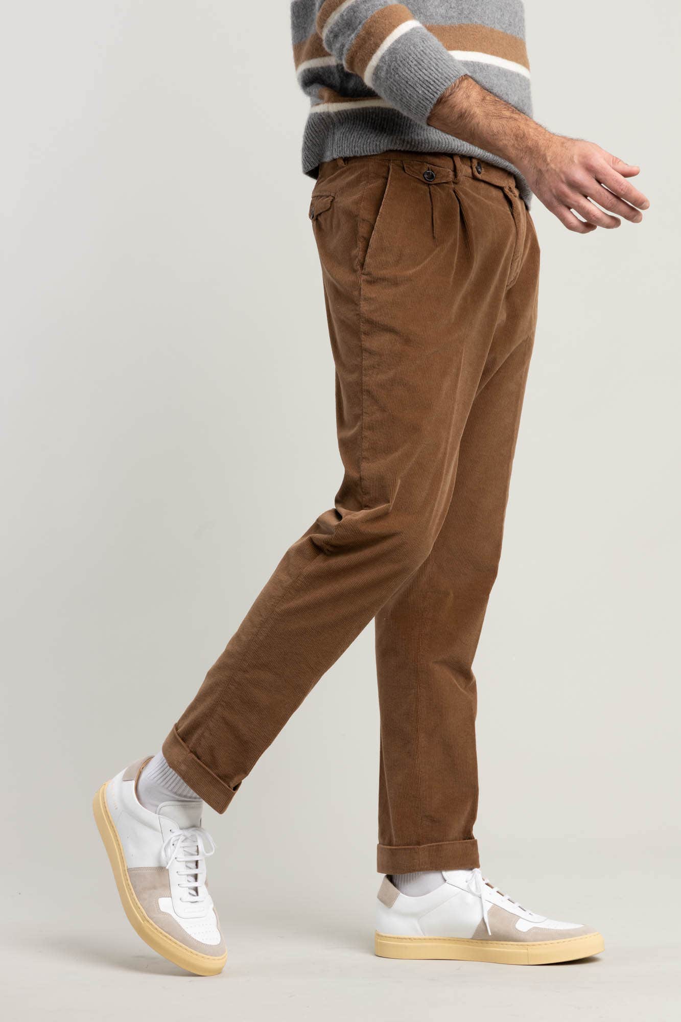 Brown Pleated County Corduroy Pants