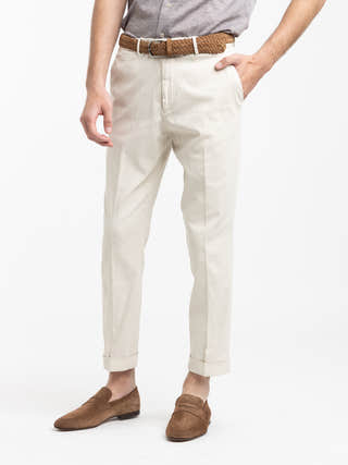 Briglia 1949 Cream Tencel-cotton Easy fit Trouser
