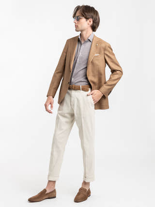 Briglia 1949 Cream Tencel-cotton Easy fit Trouser