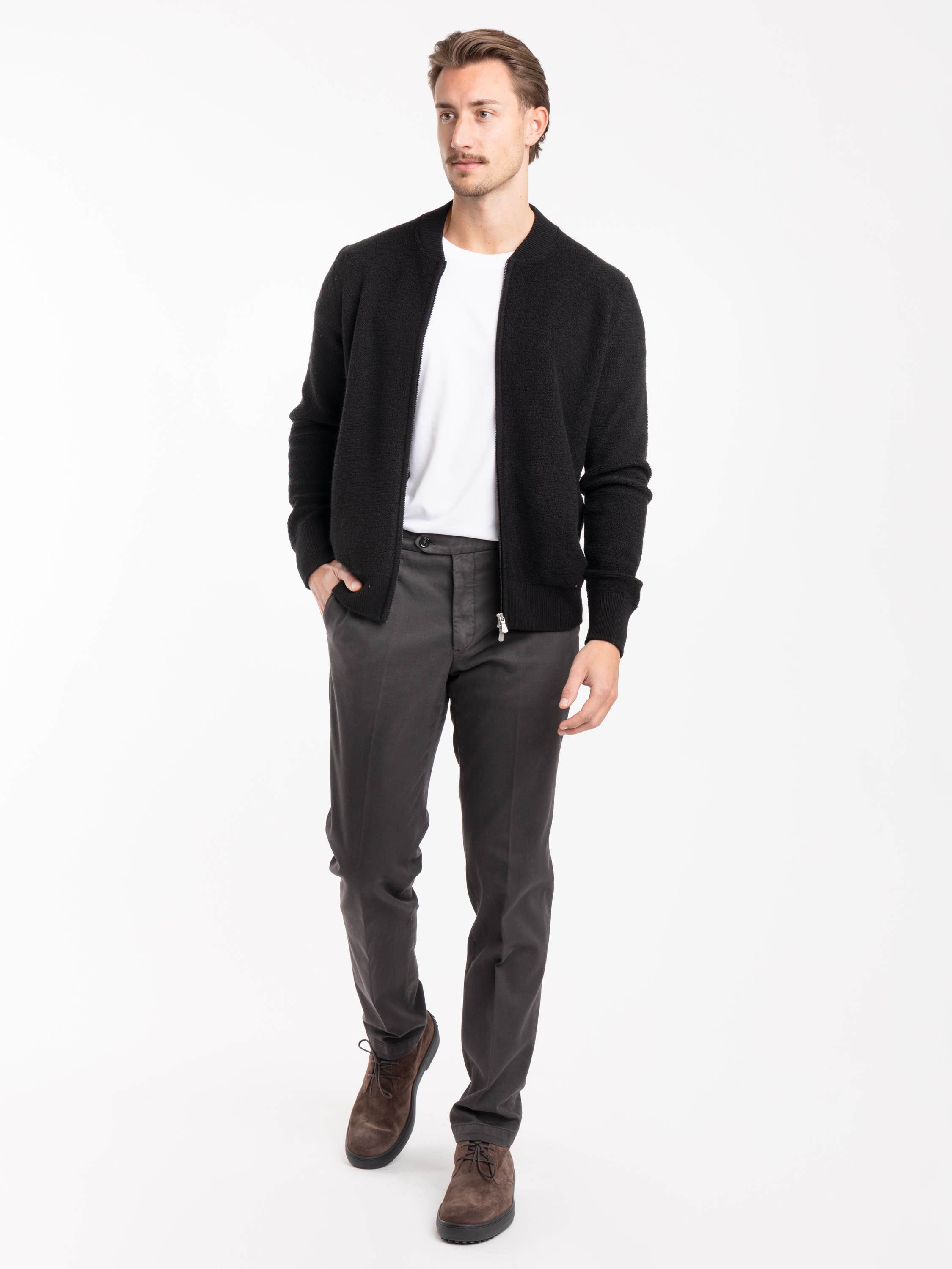 Dark Brown Cotton-Modal Twill Pant