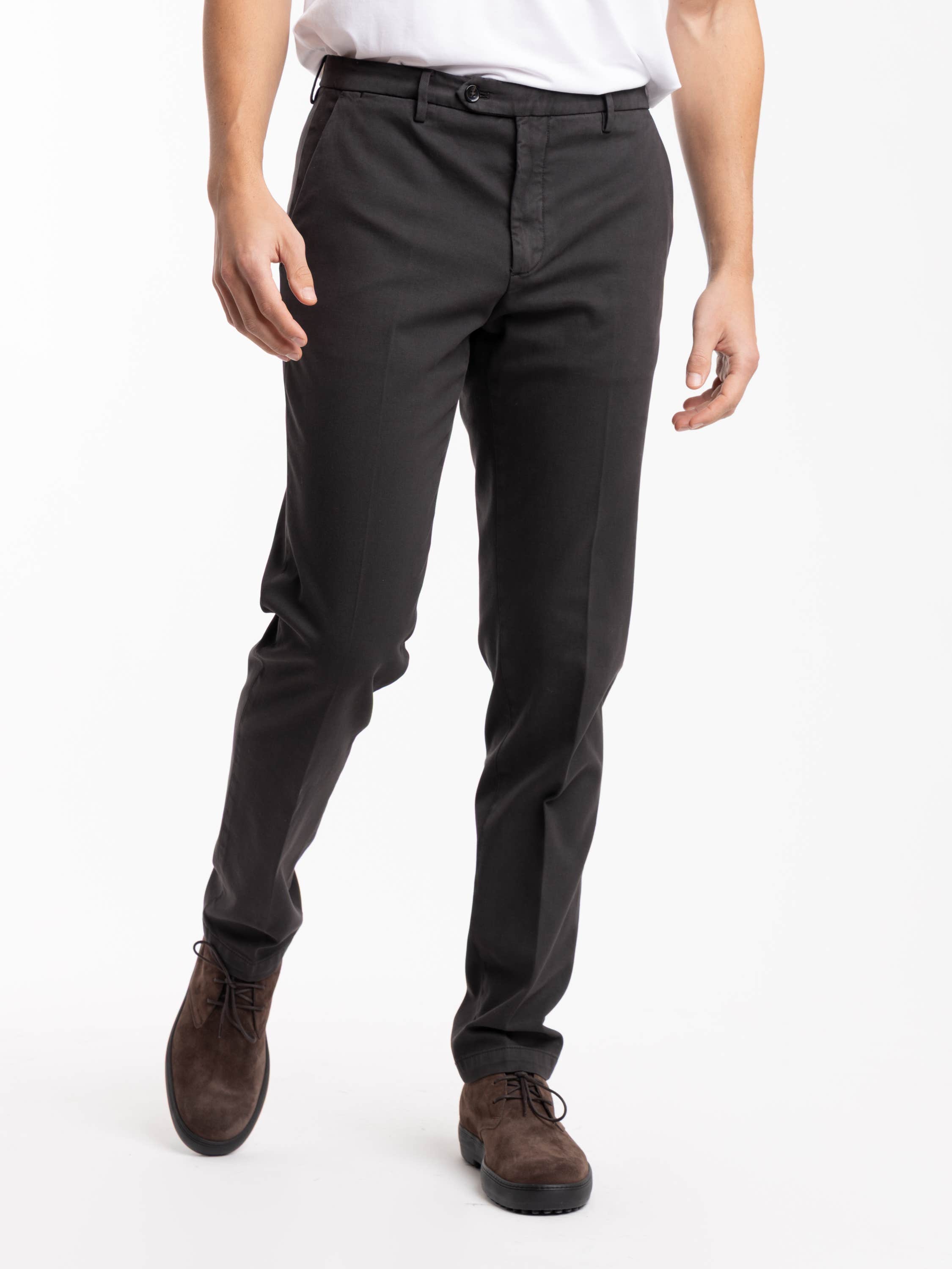Dark Brown Cotton-Modal Twill Pant