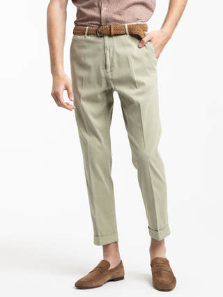 Briglia 1949 Green Stretch Cotton-Tencel Pant