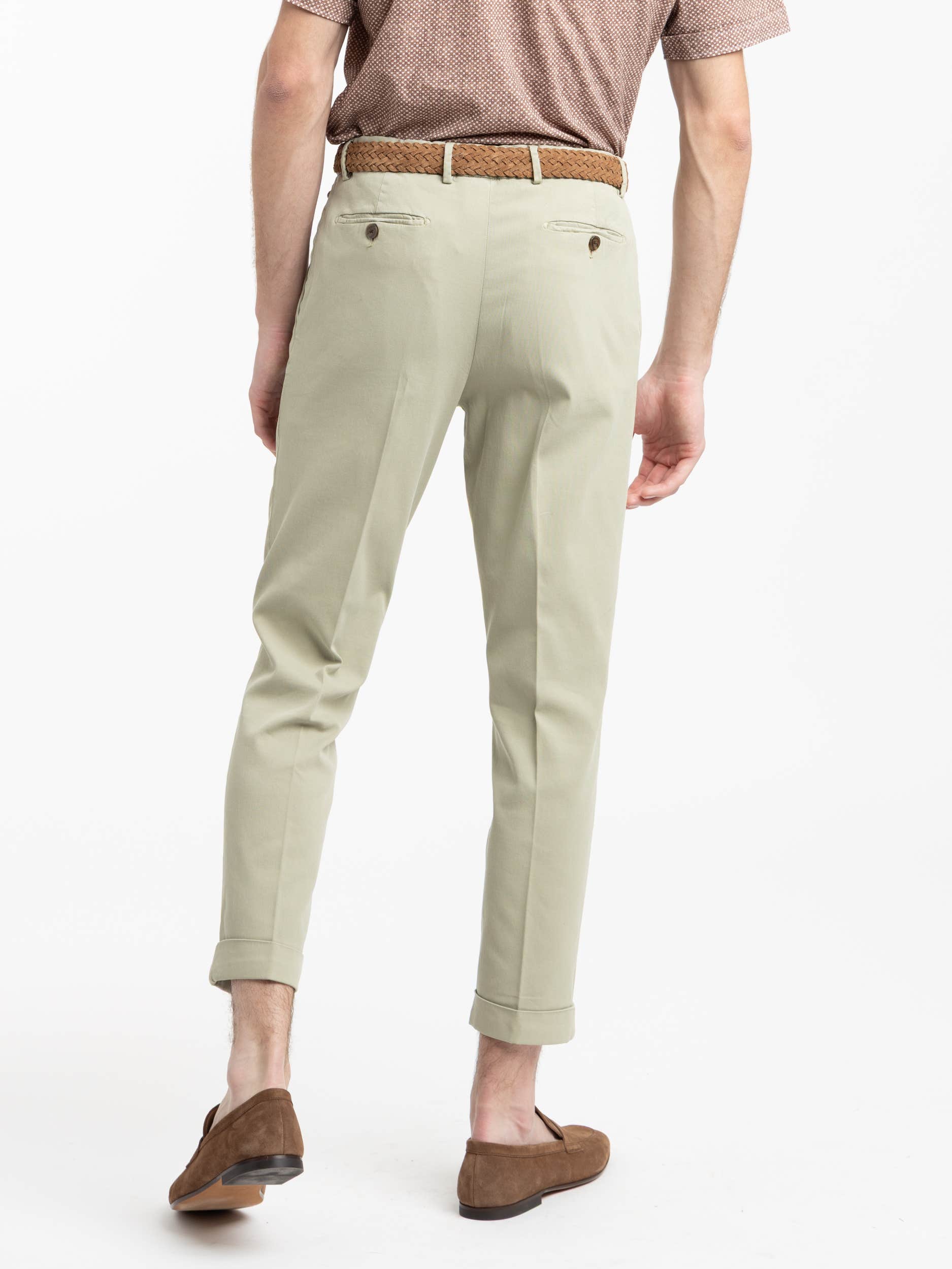 Green Stretch Cotton-Tencel Pant