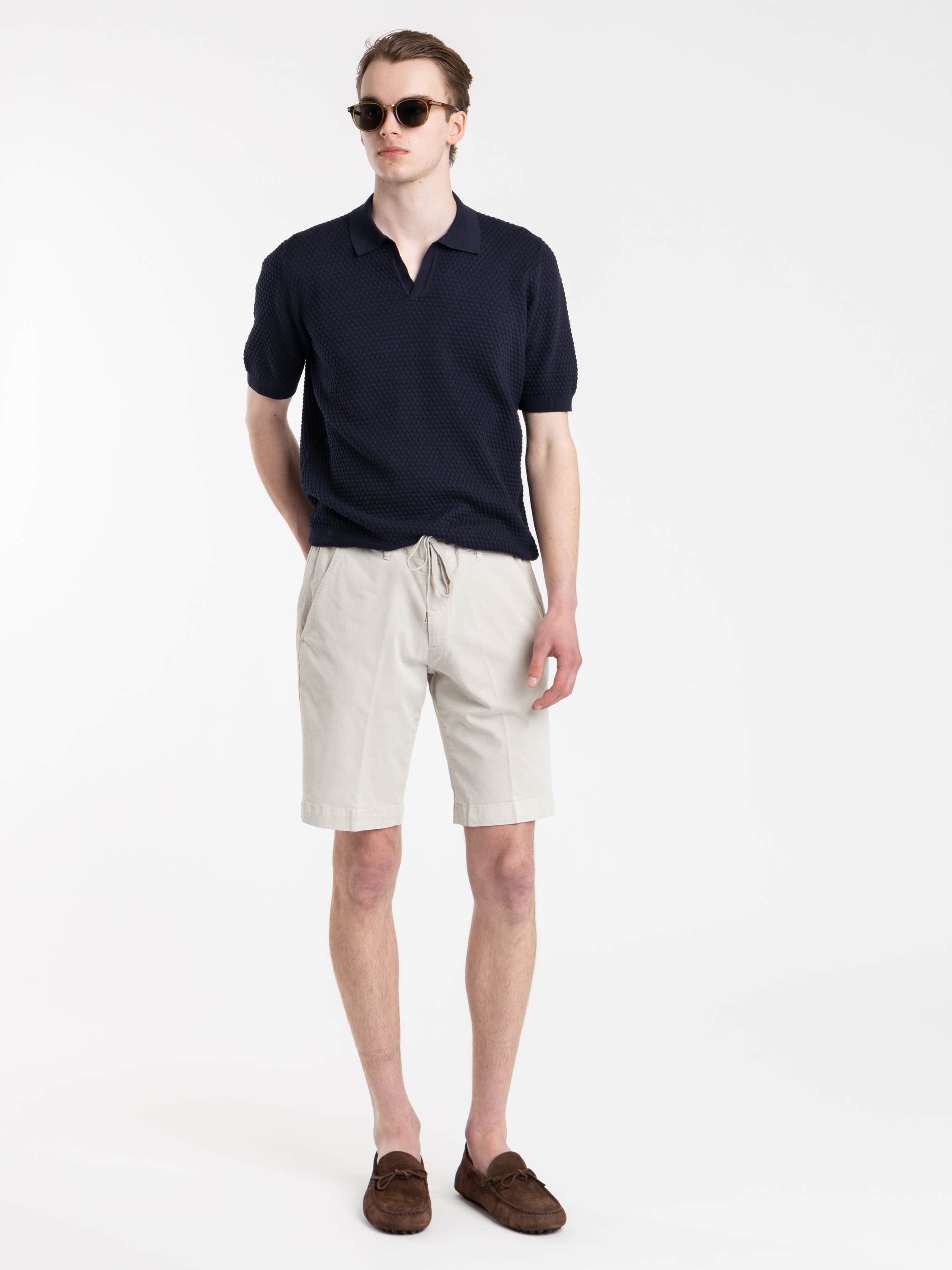 Beige Malibu Cotton-Blend Drawstring Shorts