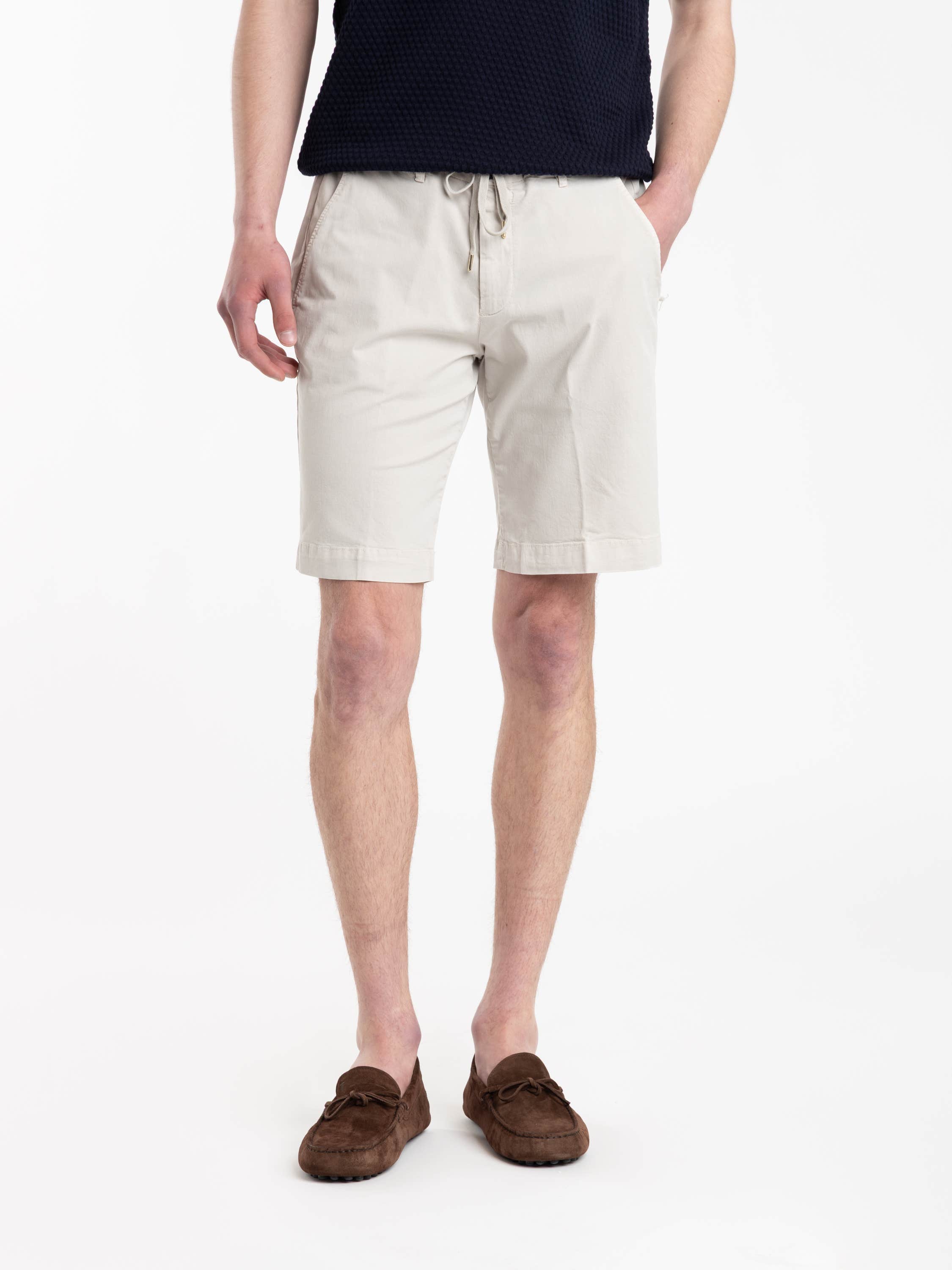 Beige Malibu Cotton-Blend Drawstring Shorts