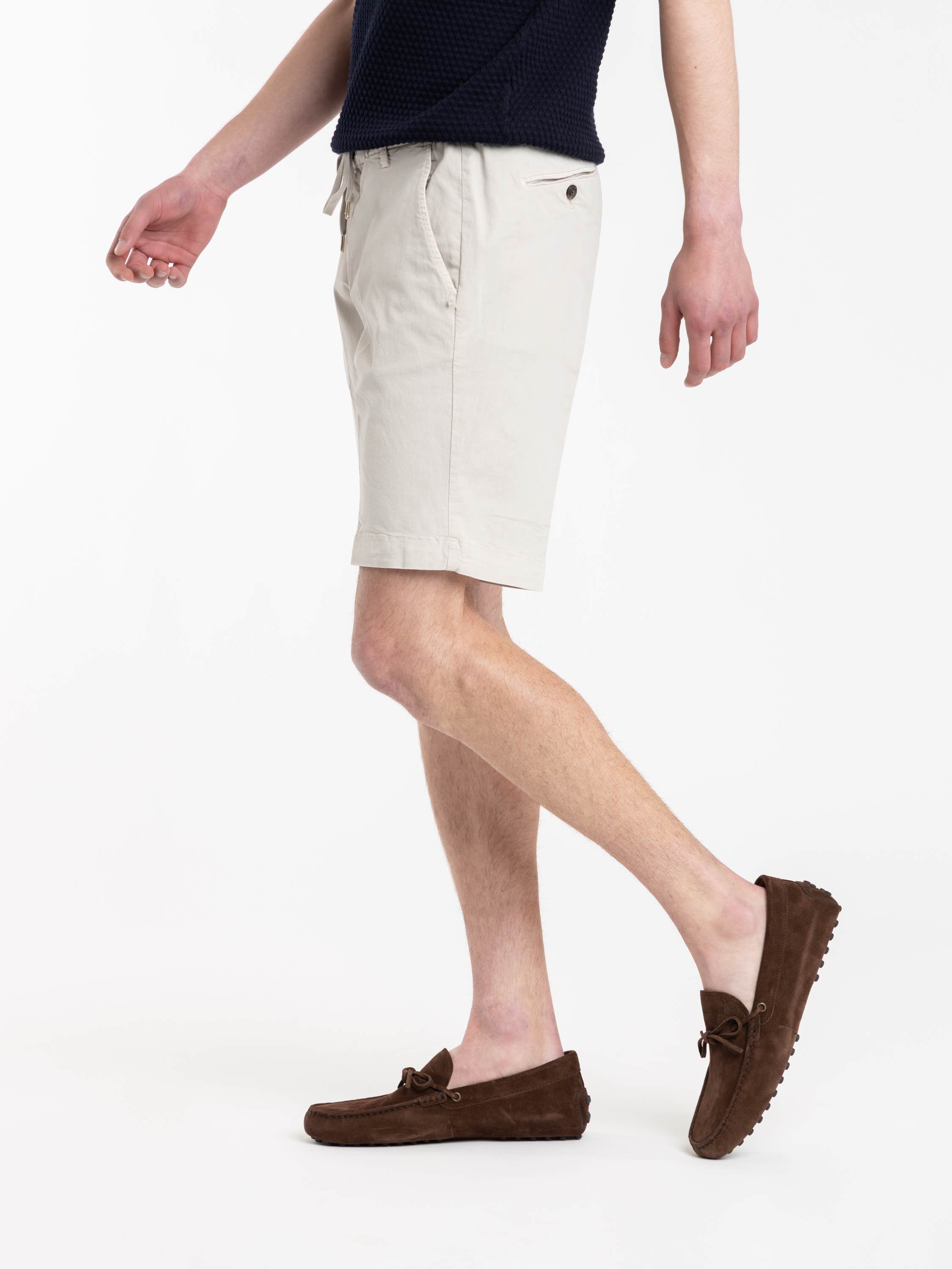 Beige Malibu Cotton-Blend Drawstring Shorts