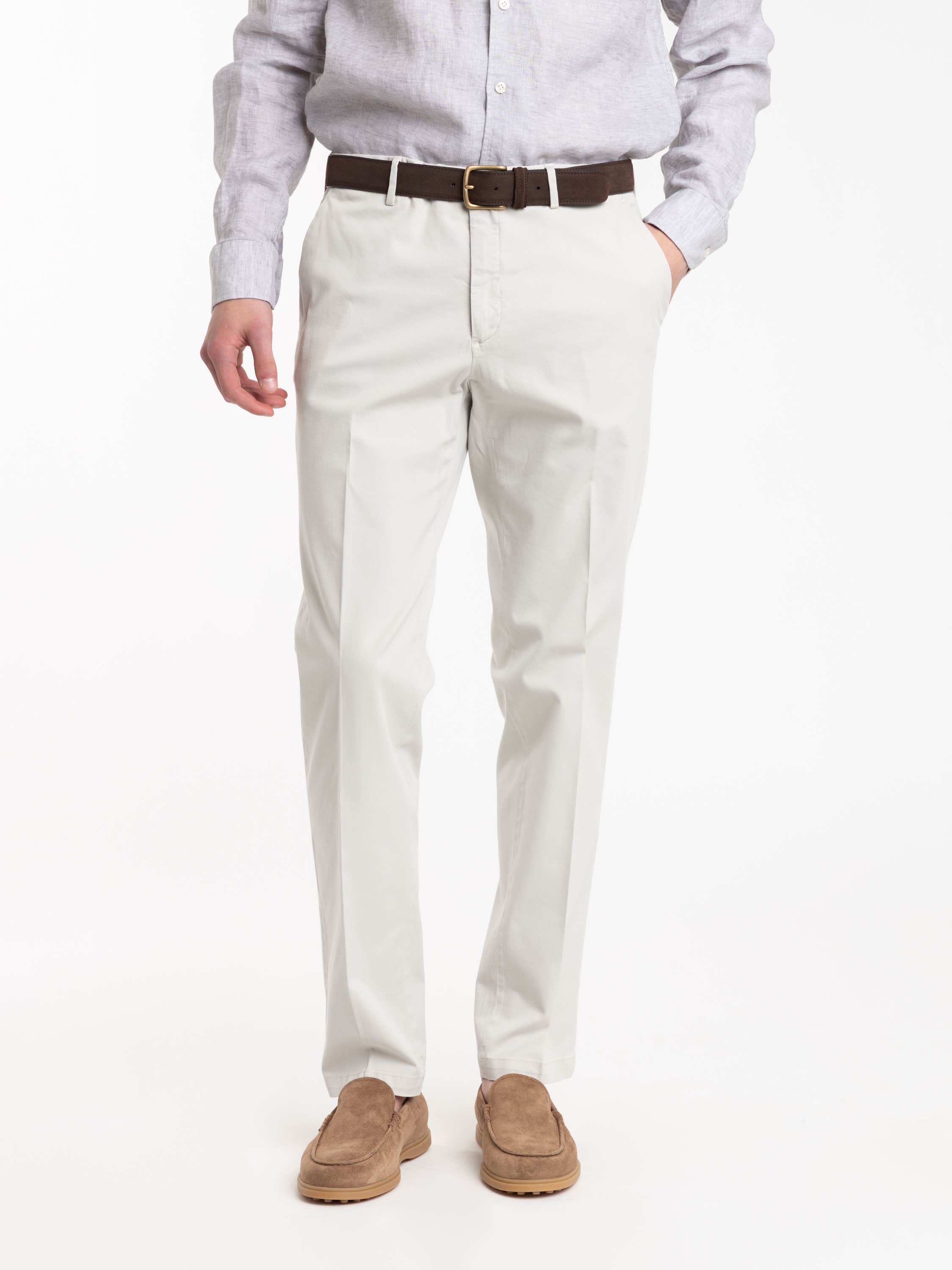 Chalk White Cotton Naviglio Trousers