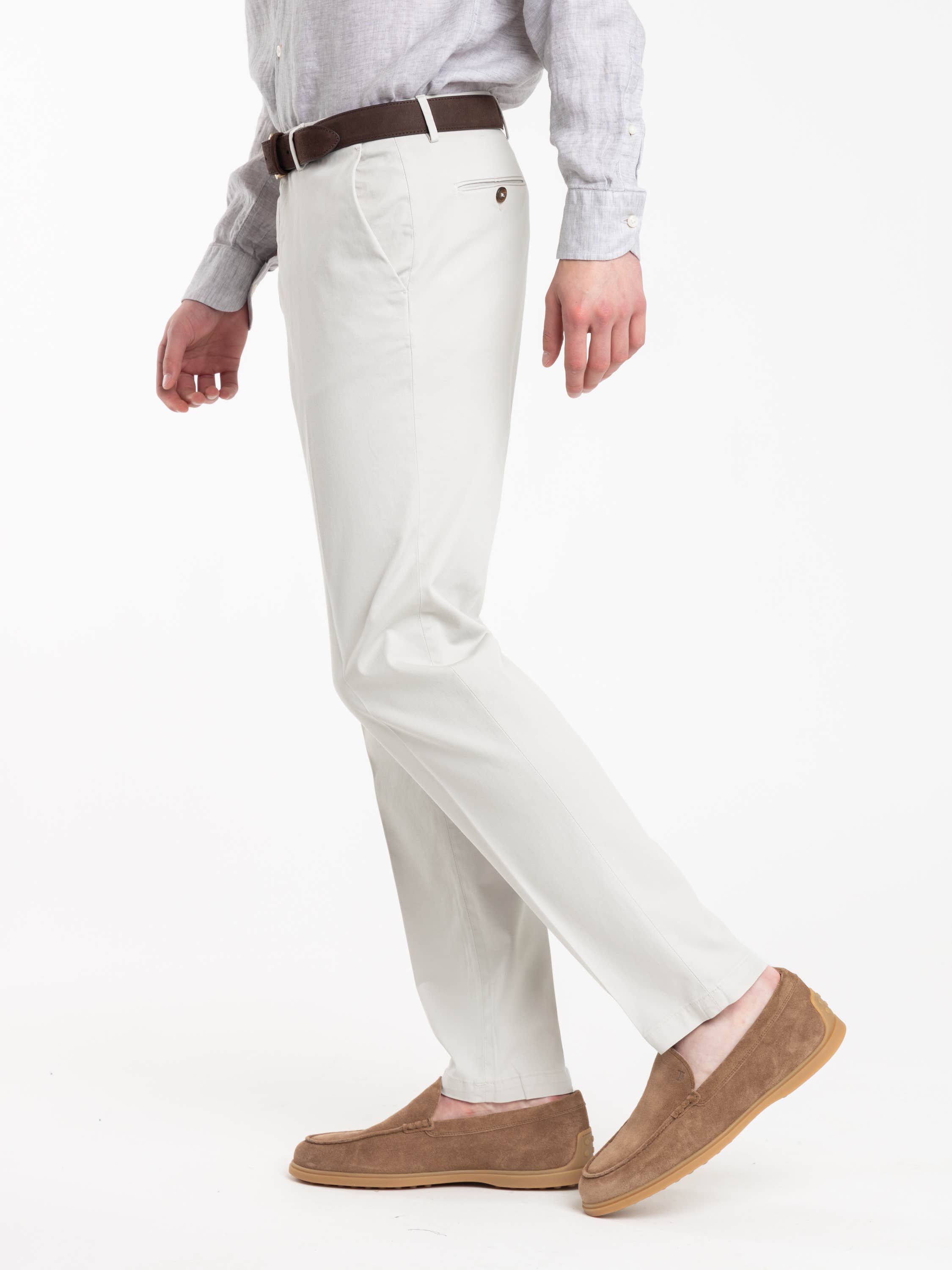 Chalk White Cotton Naviglio Trousers