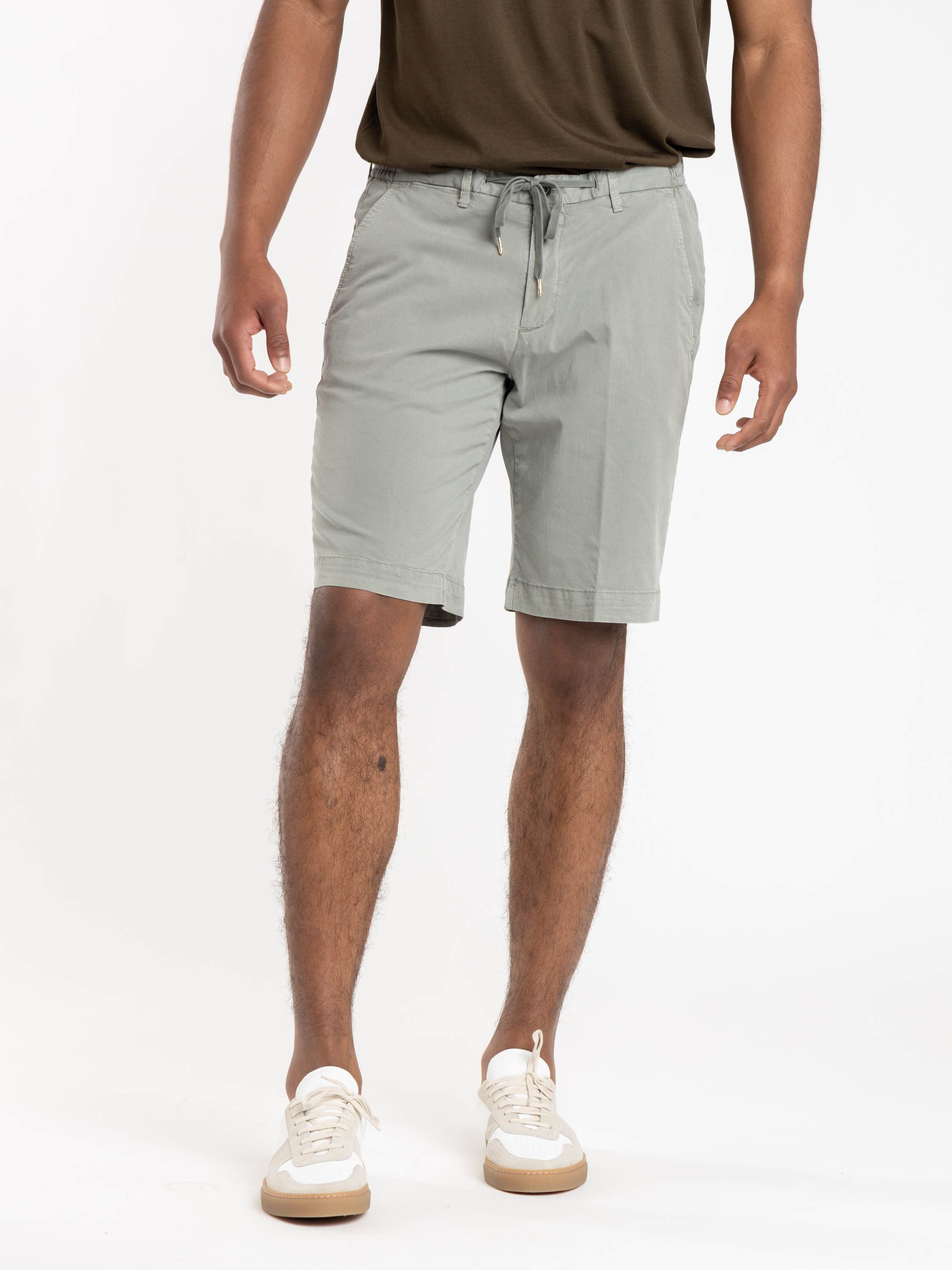 Light Green Malibu Cotton-Blend Drawstring Shorts