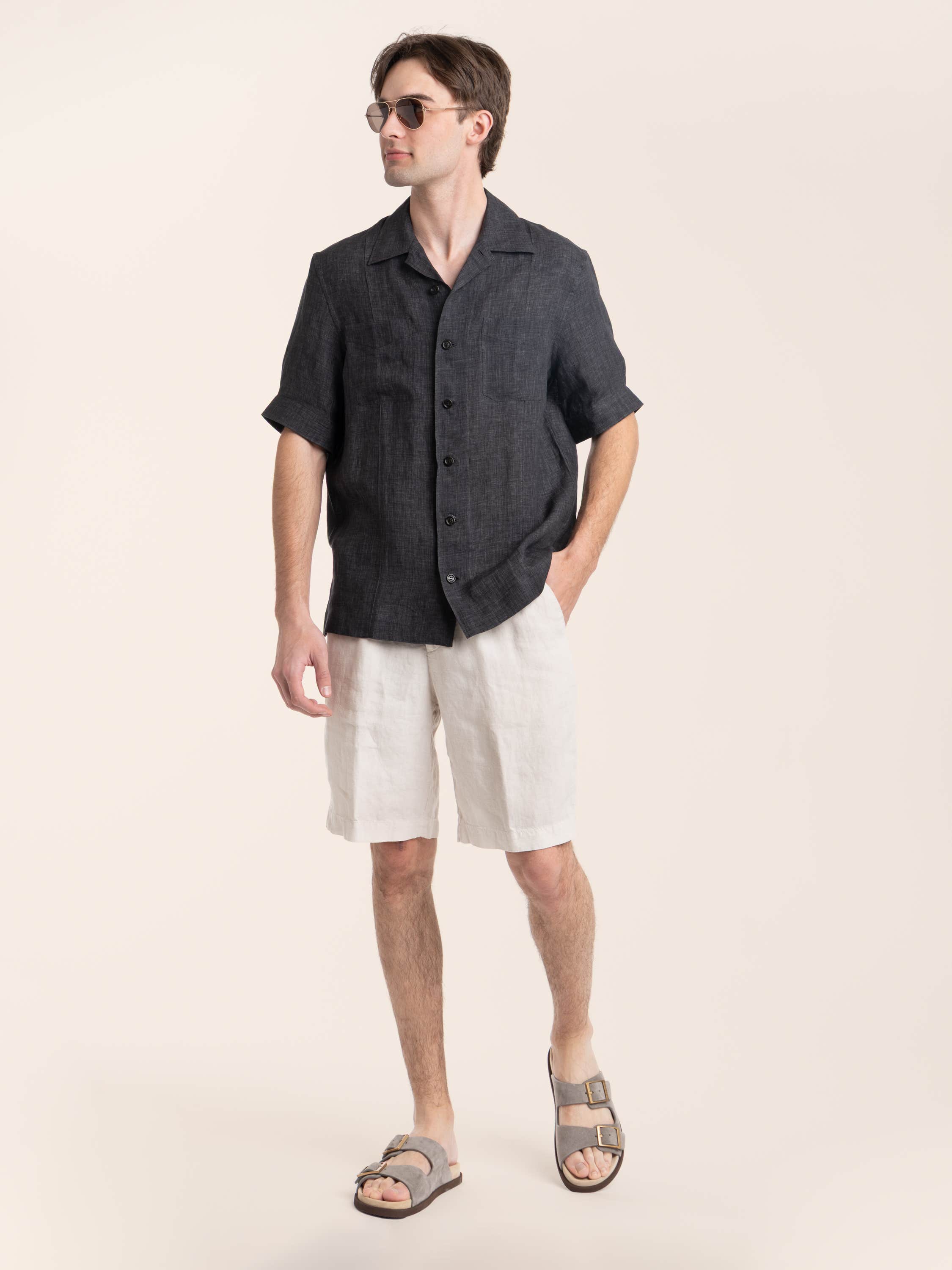 Anthracite Grey Pocket Linen Shirt