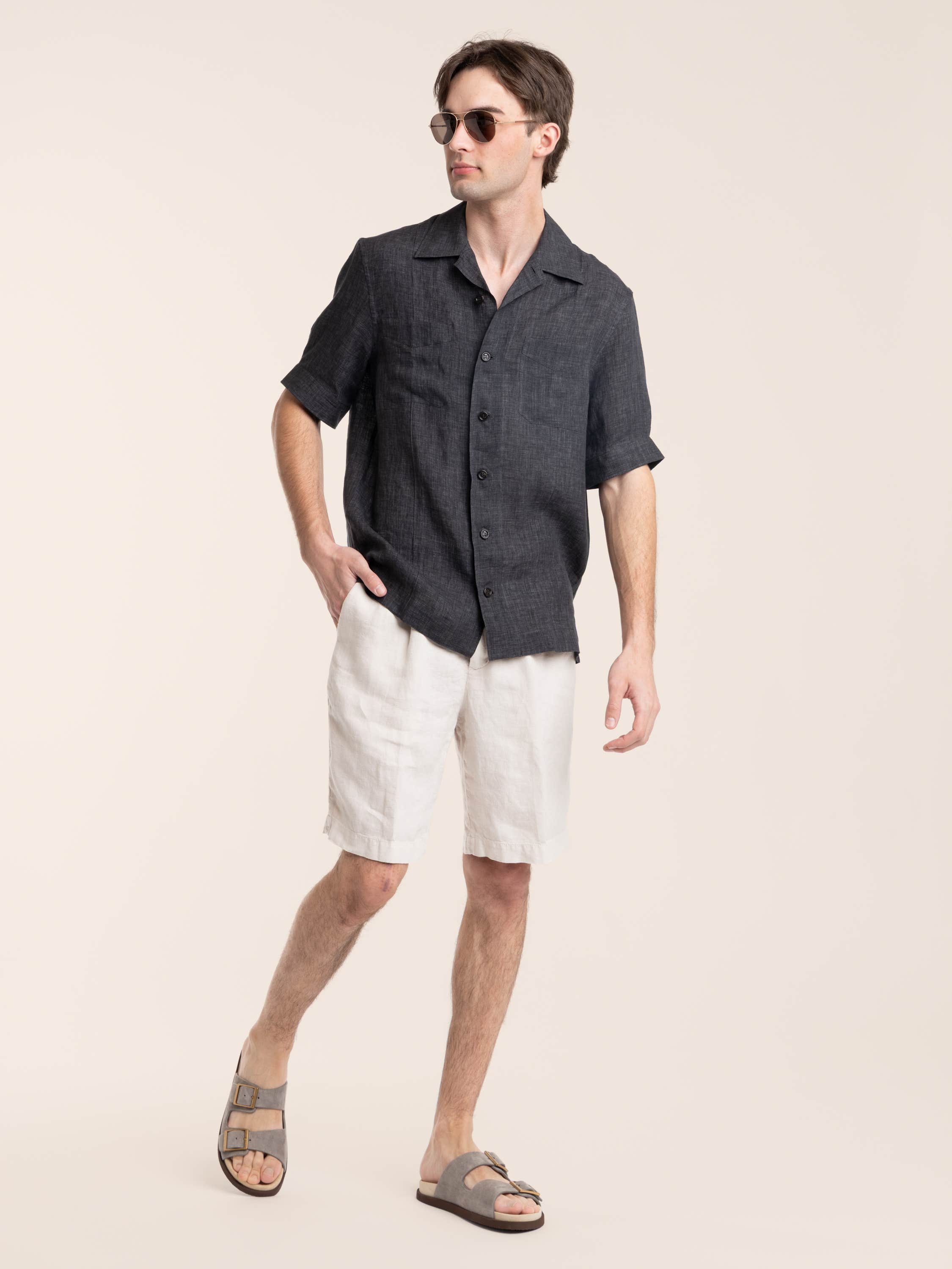 Anthracite Grey Pocket Linen Shirt