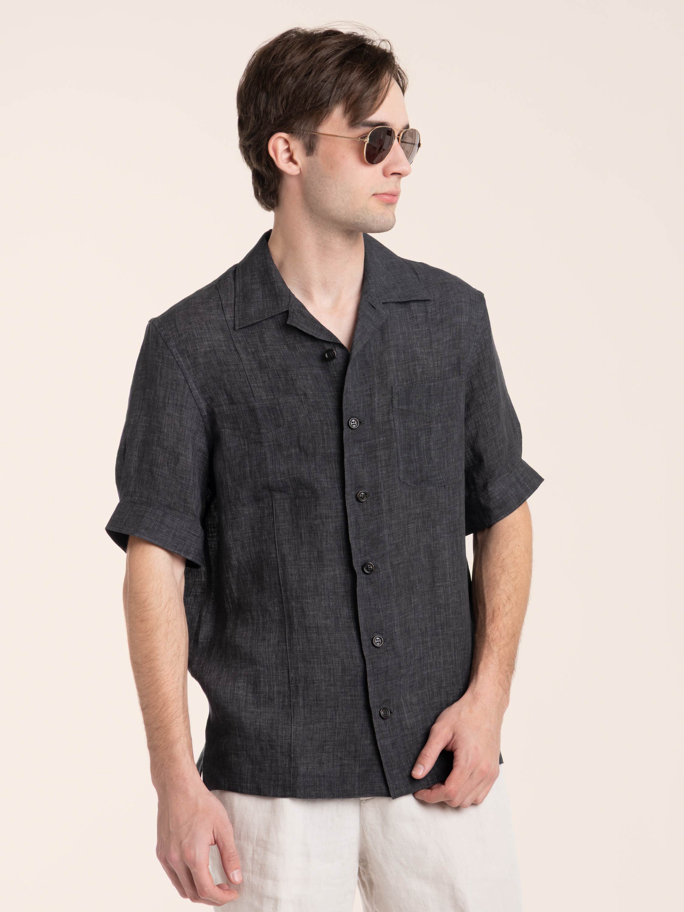 Anthracite Grey Pocket Linen Shirt