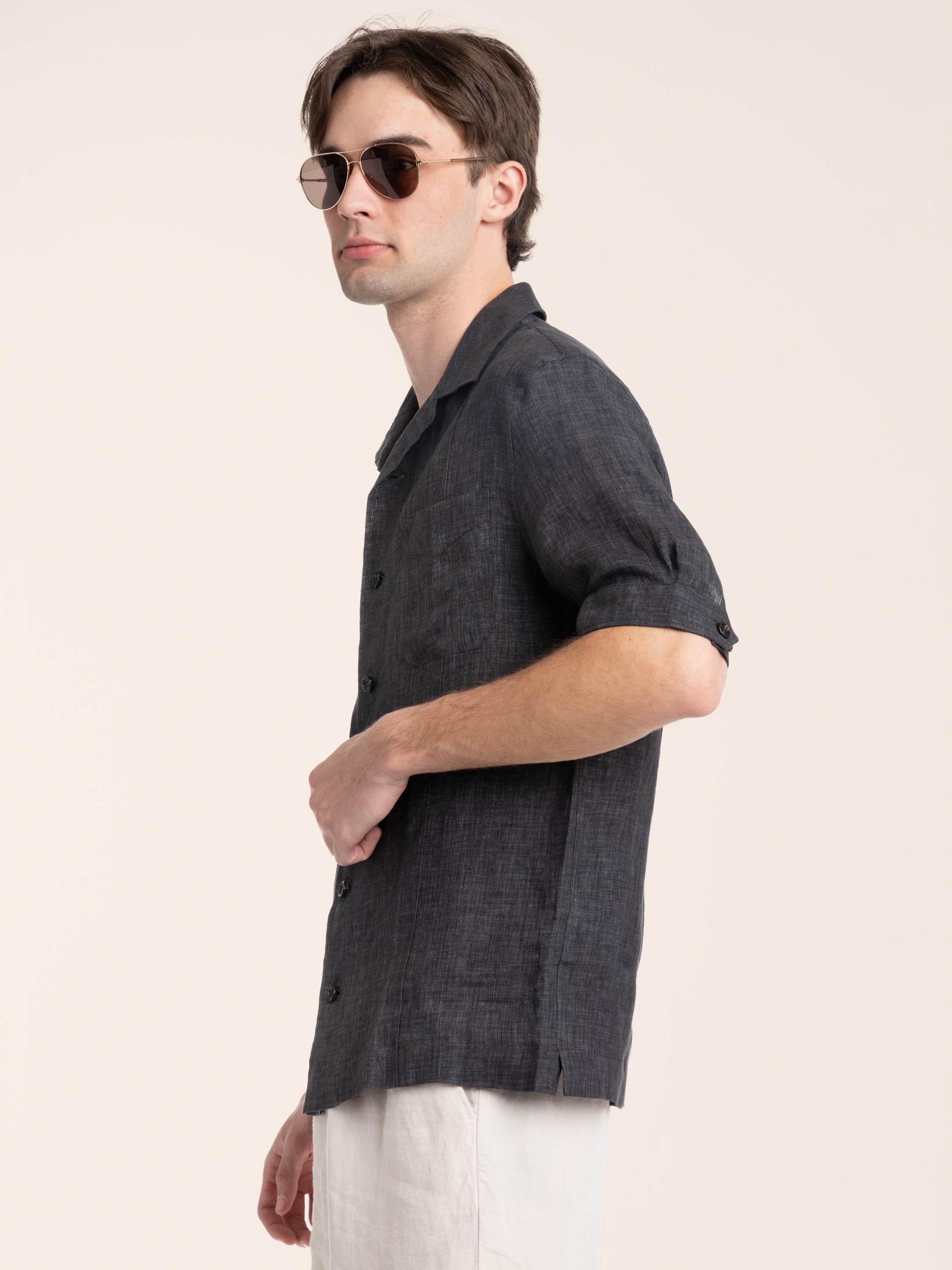Anthracite Grey Pocket Linen Shirt