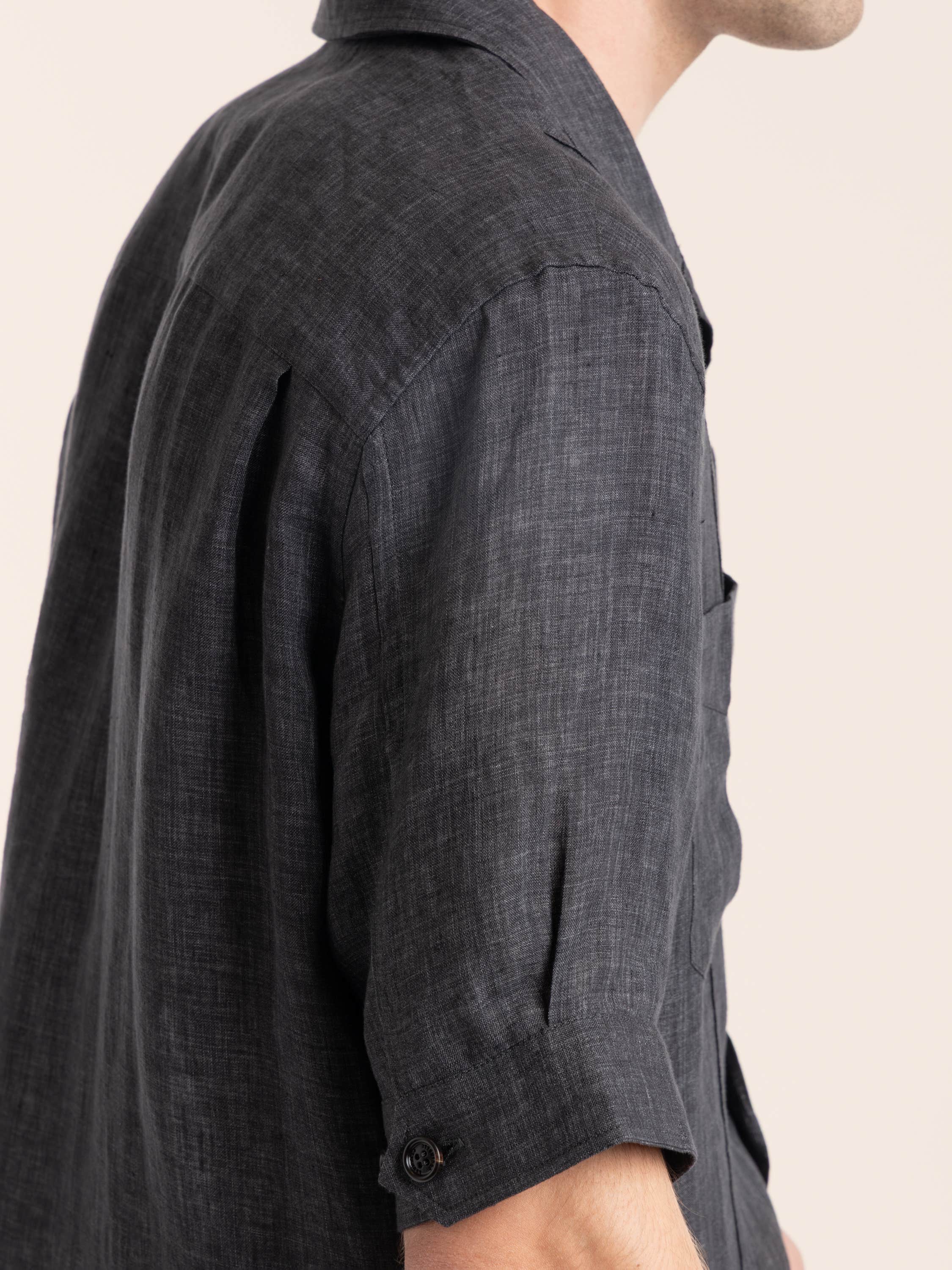 Anthracite Grey Pocket Linen Shirt