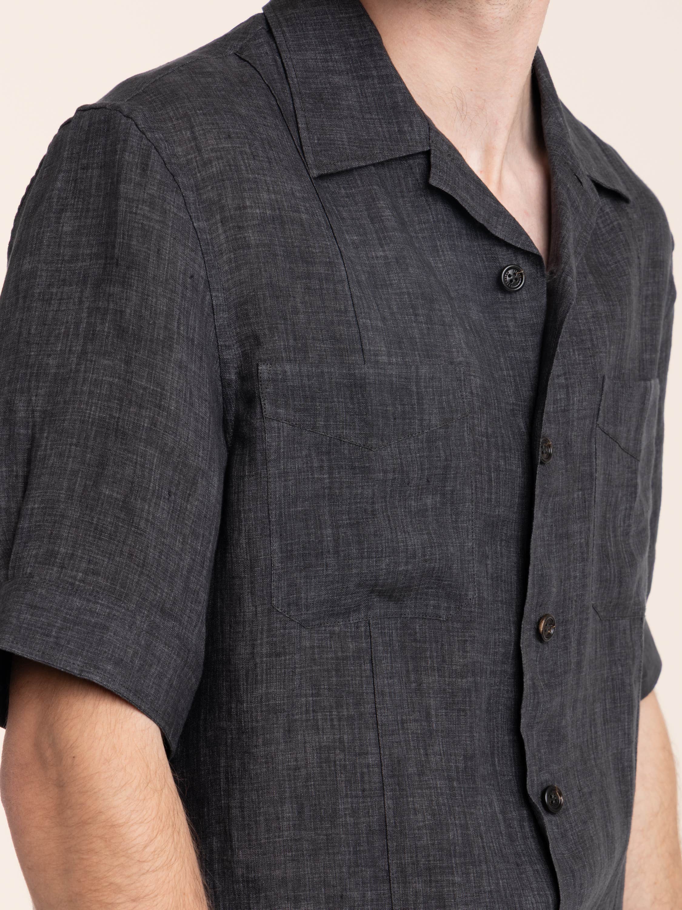 Anthracite Grey Pocket Linen Shirt
