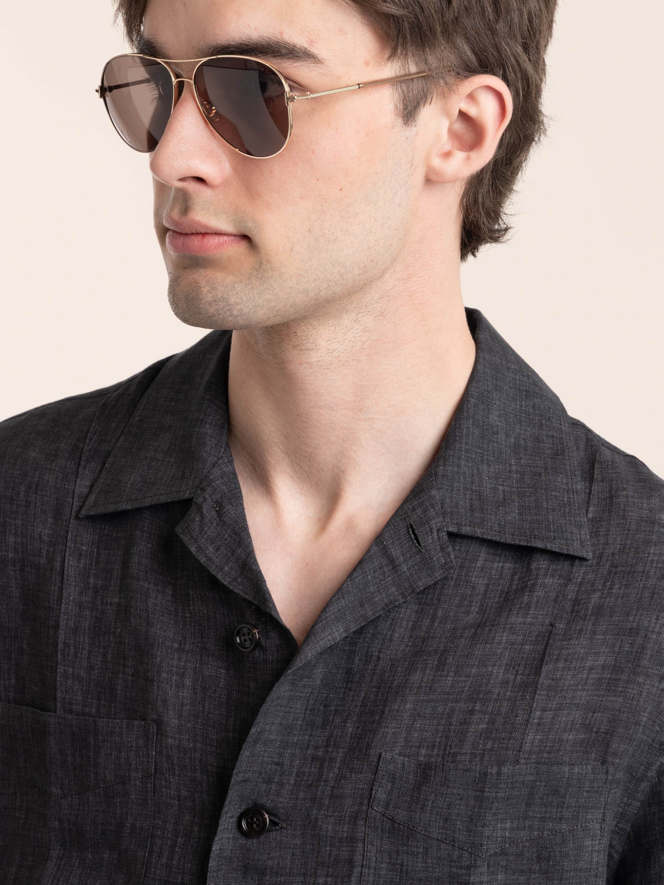 Anthracite Grey Pocket Linen Shirt