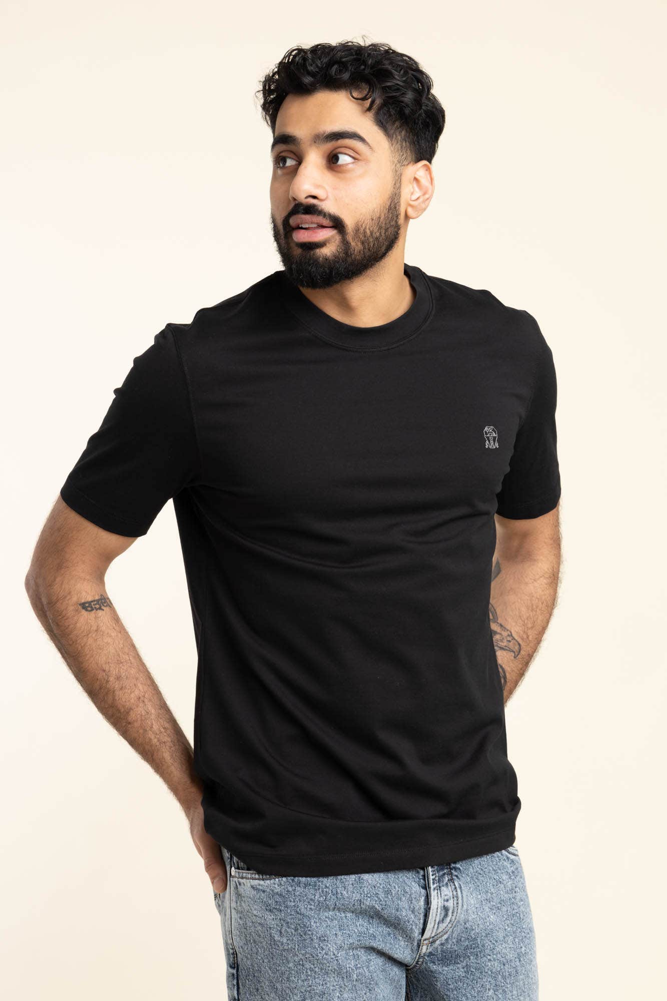 Black Jersey Slim Fit Logo T-Shirt