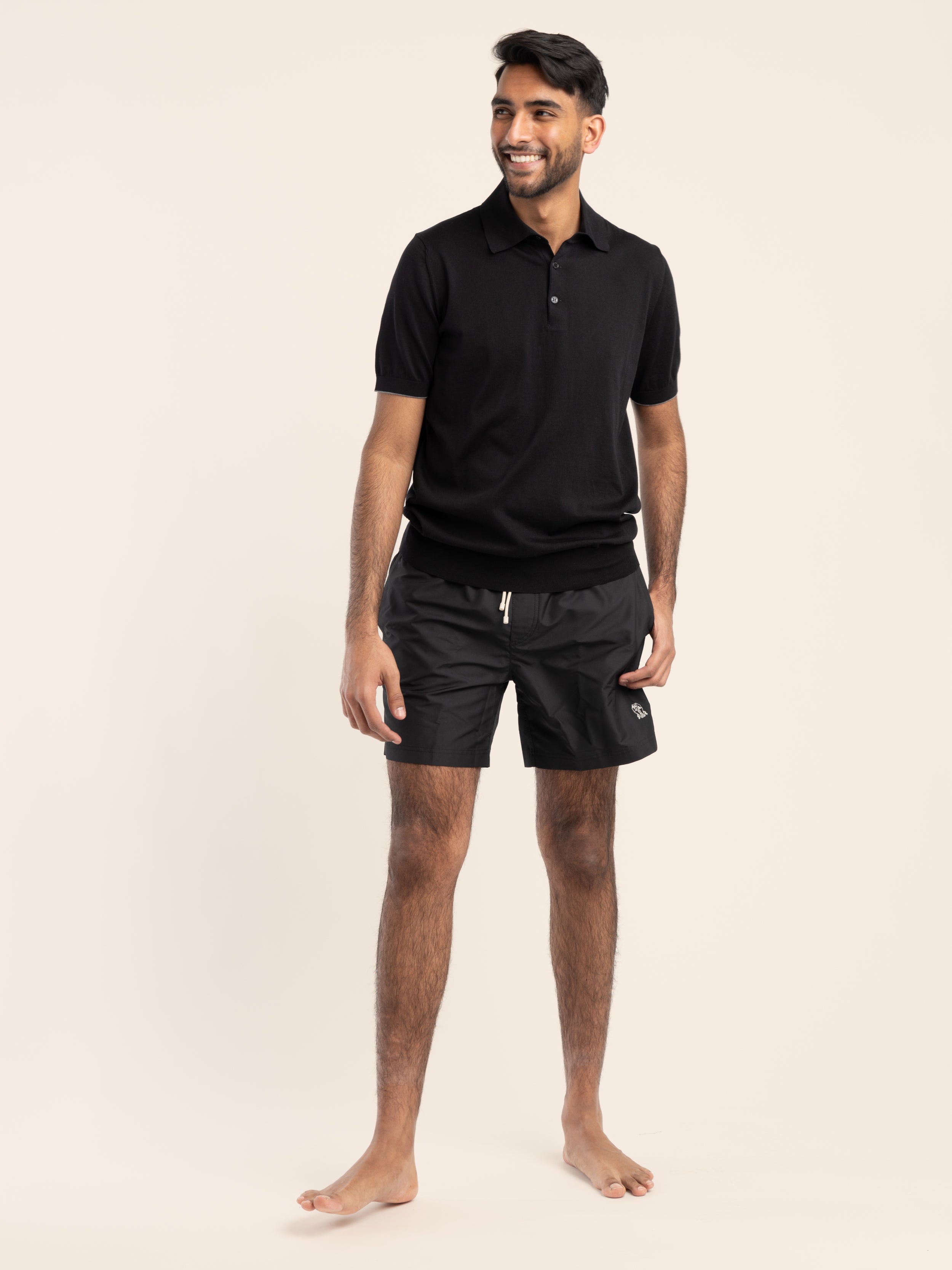 Black polo swim trunks best sale