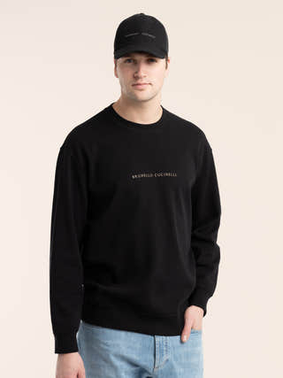 Black Techno Cotton French Terry Sweatshirt with Embroidery – The Helm  Clothing