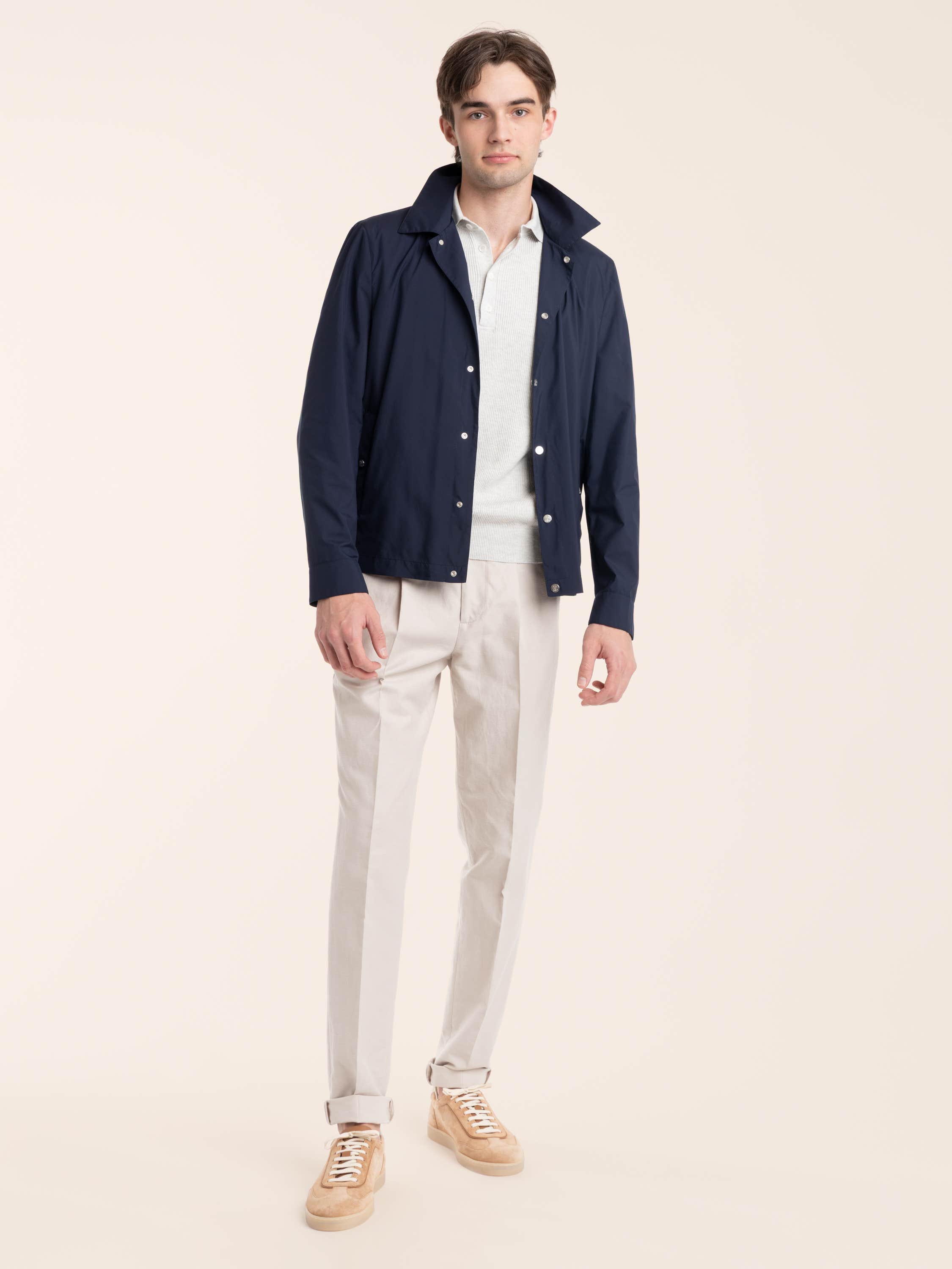 Blue Lightweight Nylon Unlined Outerwear Jacket