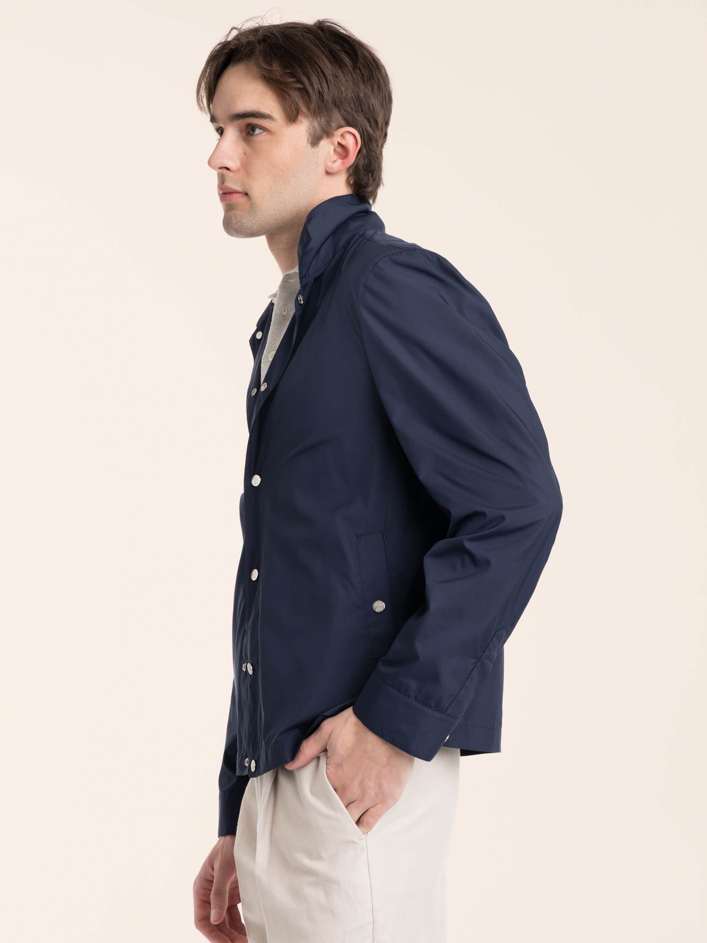 Blue Lightweight Nylon Unlined Outerwear Jacket