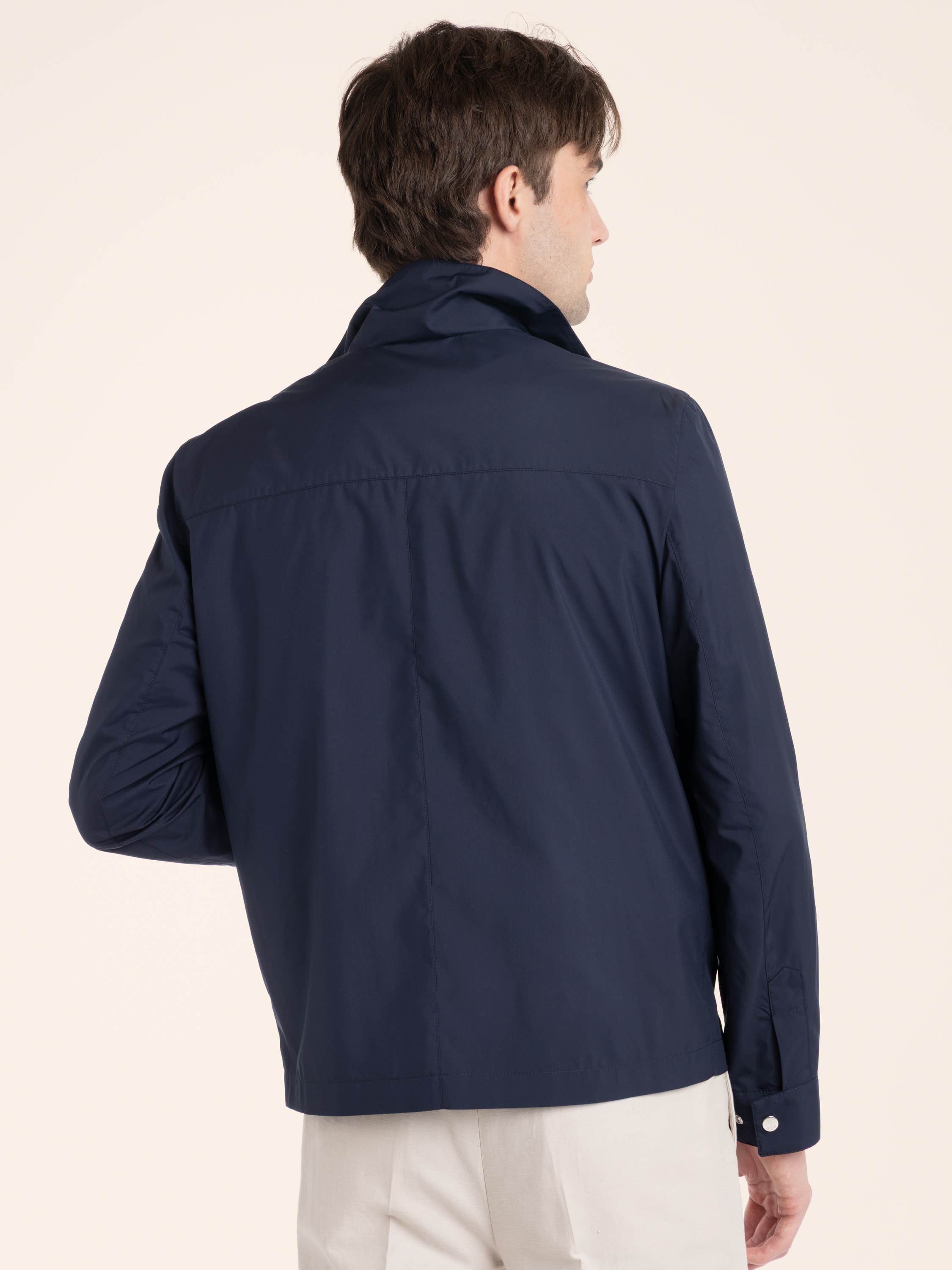 Blue Lightweight Nylon Unlined Outerwear Jacket