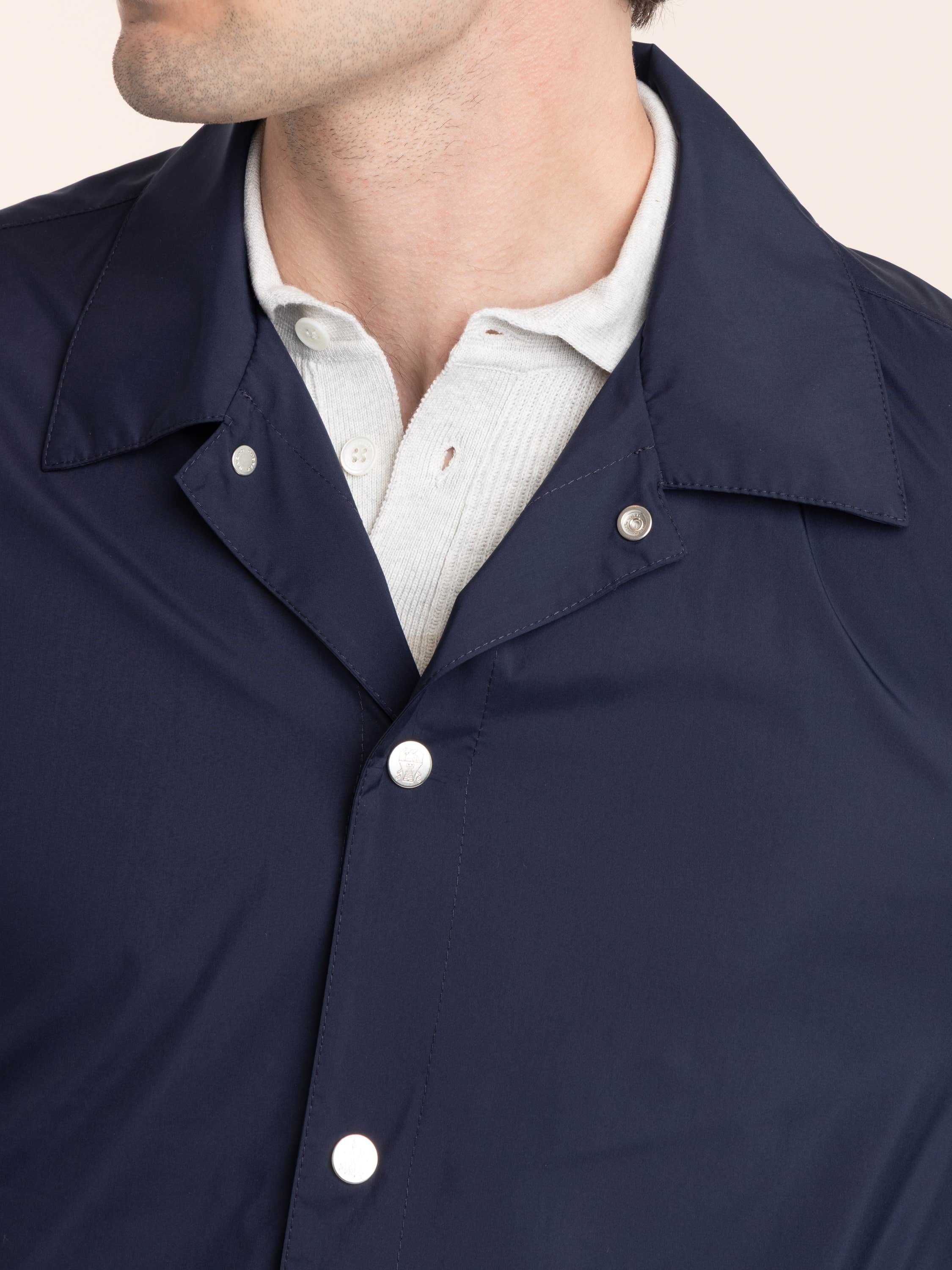 Blue Lightweight Nylon Unlined Outerwear Jacket