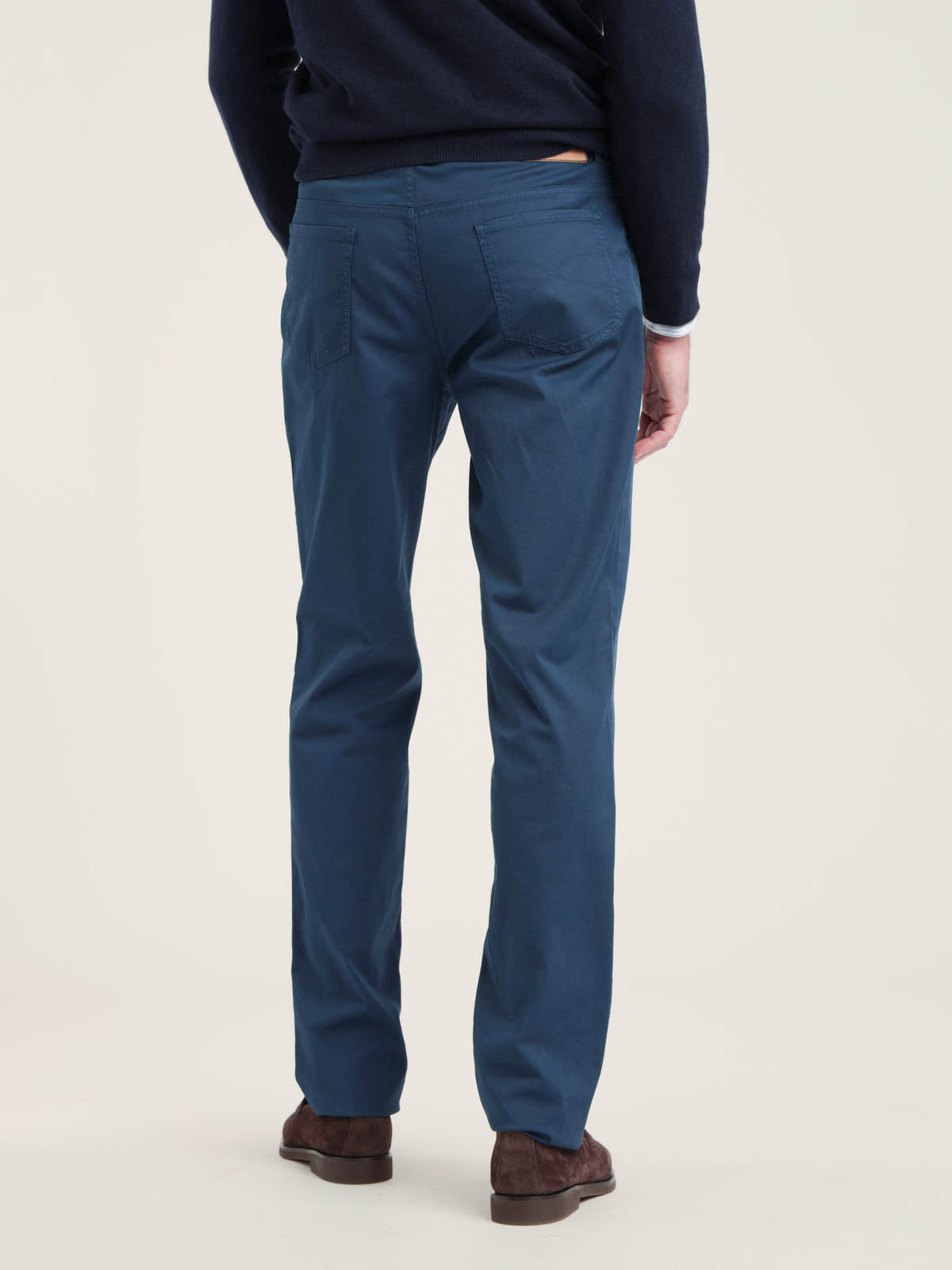 Blue Slim-Fit Stretch Cotton Pants