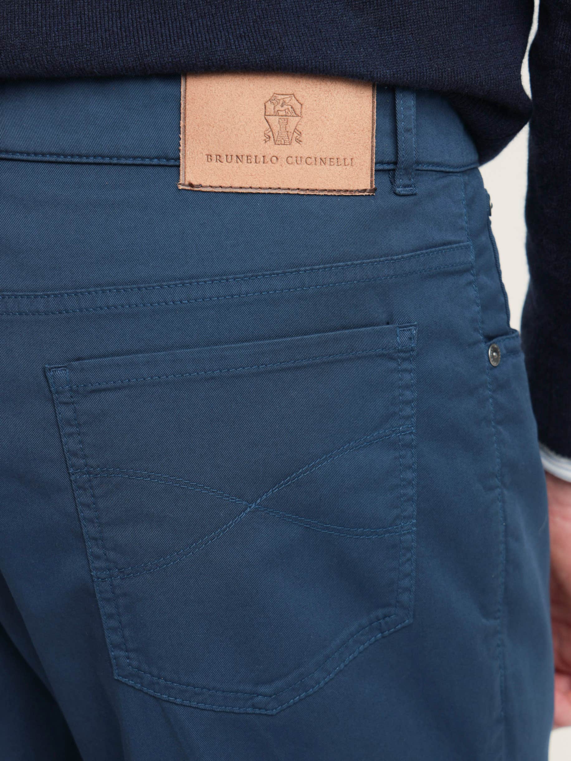Blue Slim-Fit Stretch Cotton Pants