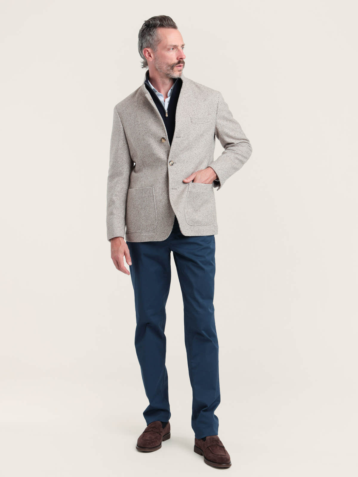 Blue Slim-Fit Stretch Cotton Pants