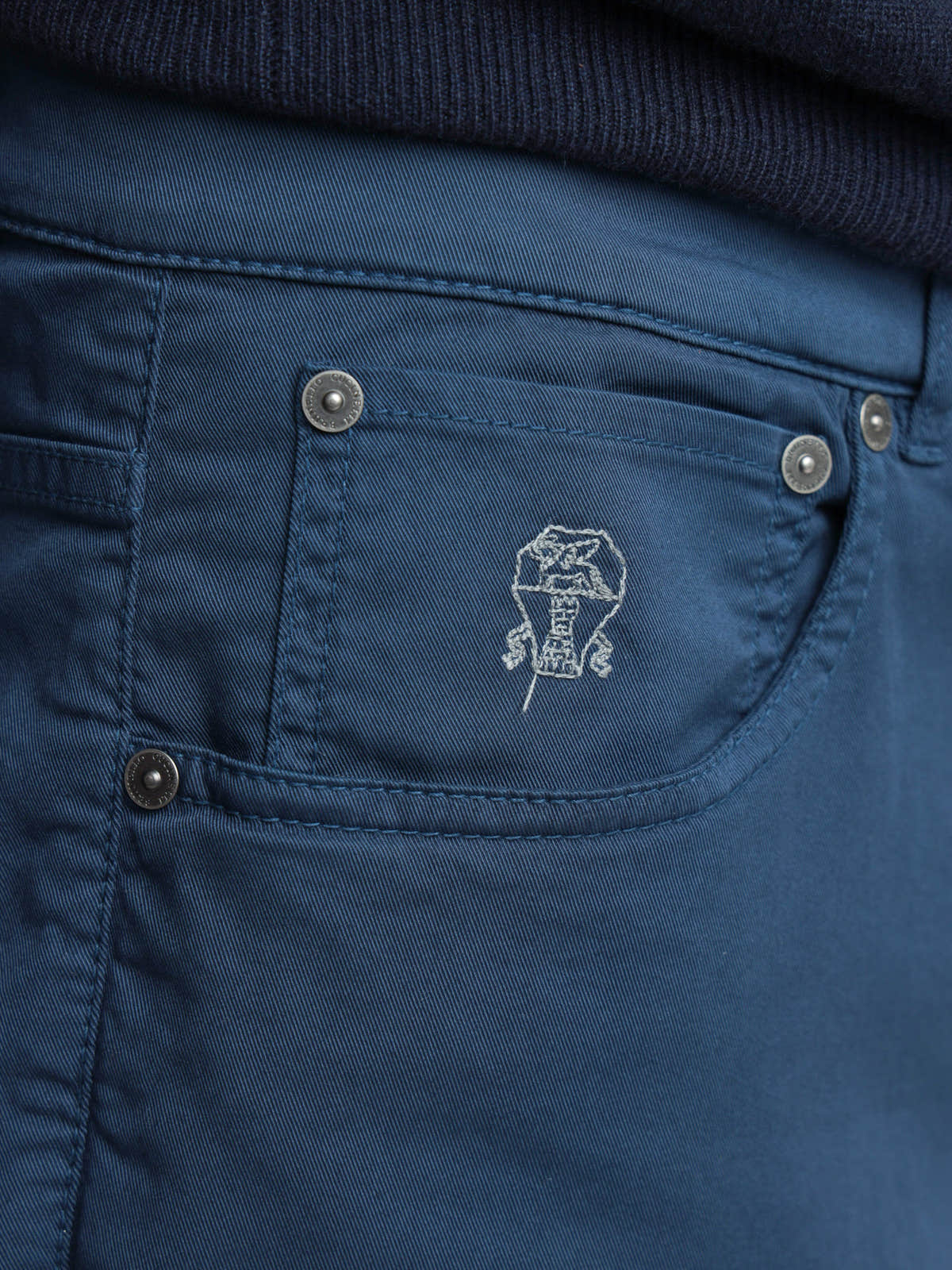 Blue Slim-Fit Stretch Cotton Pants